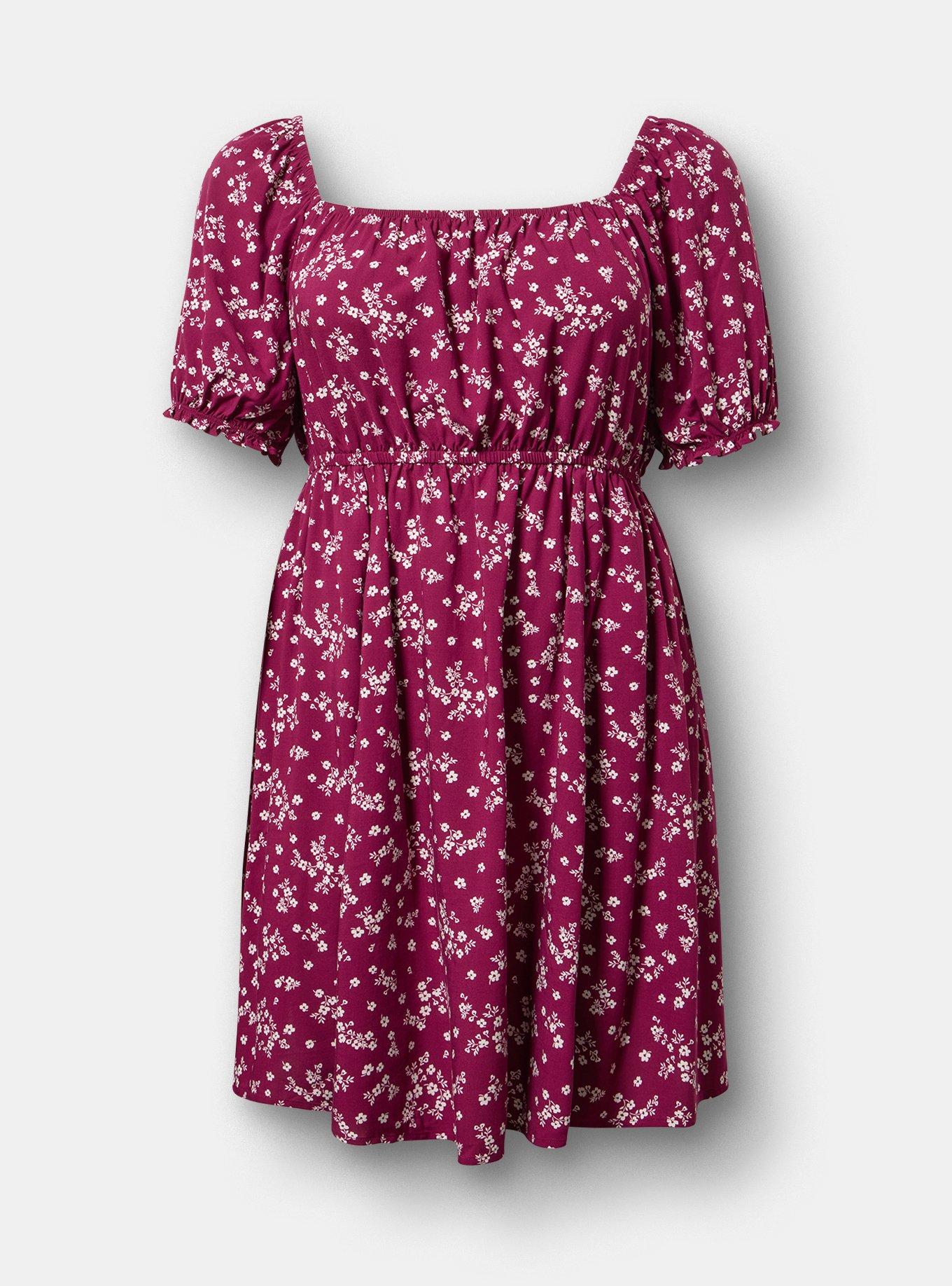 Puff Sleeve Mini Dress, CLASSIC DITSY FLORAL PURPLE, hi-res