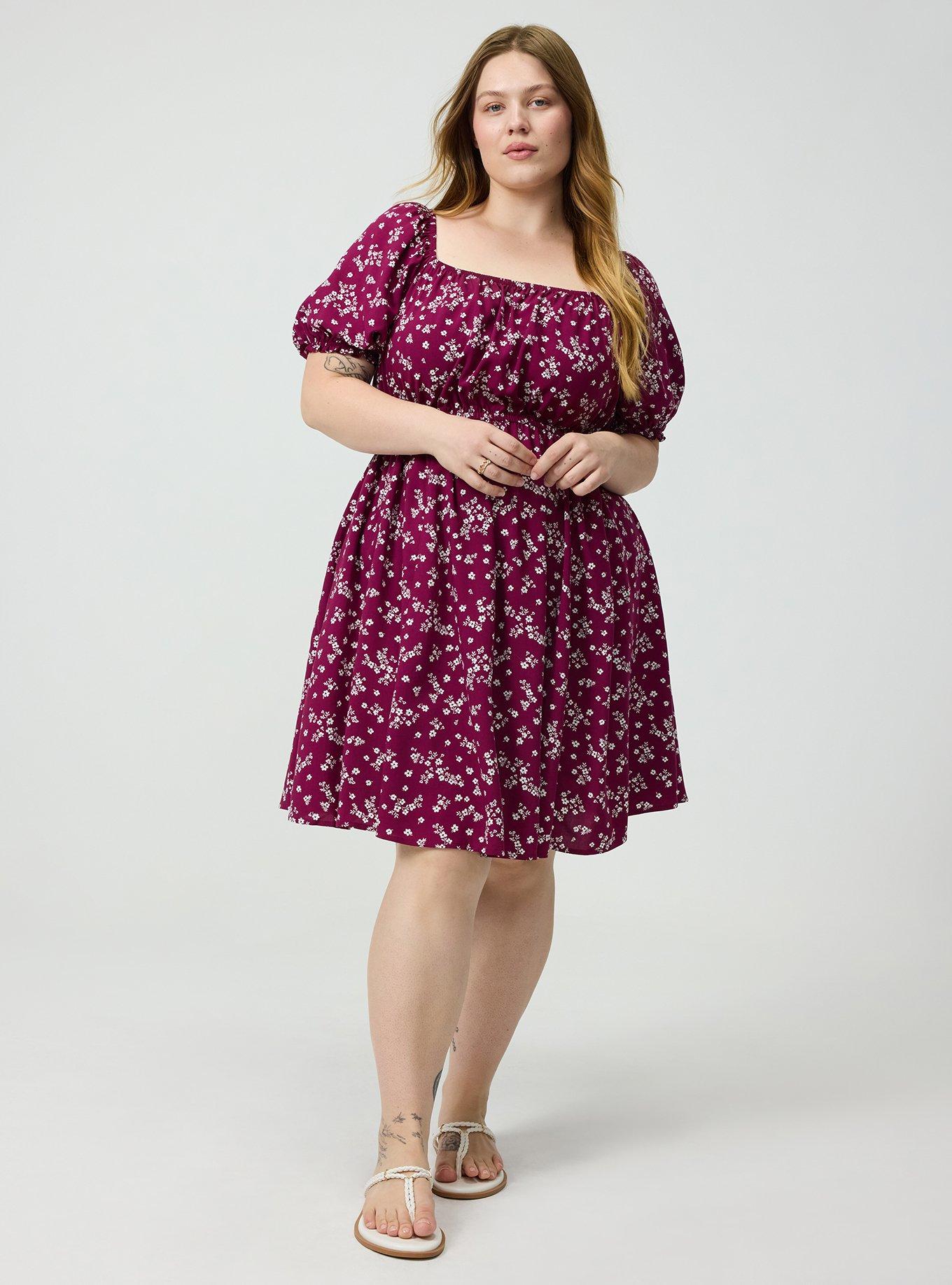 Puff Sleeve Mini Dress, CLASSIC DITSY FLORAL PURPLE, hi-res