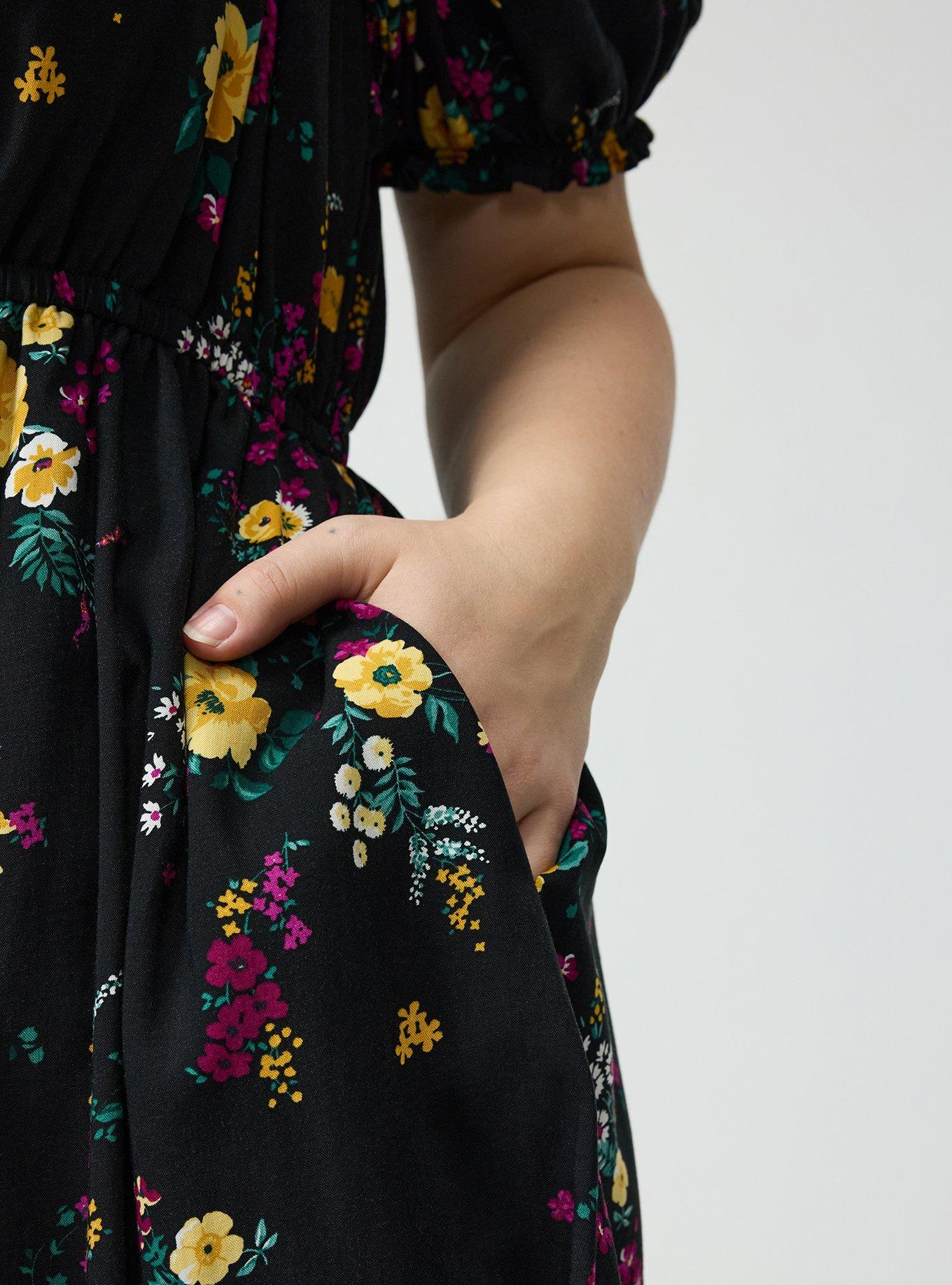 Puff Sleeve Mini Dress, DITSY RAIN FLORAL PURPLE, alternate