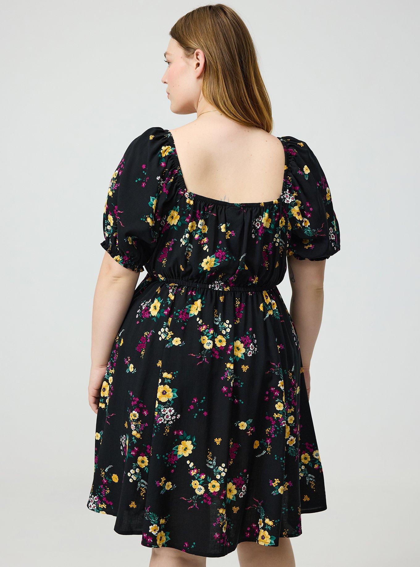 Puff Sleeve Mini Dress, DITSY RAIN FLORAL PURPLE, alternate