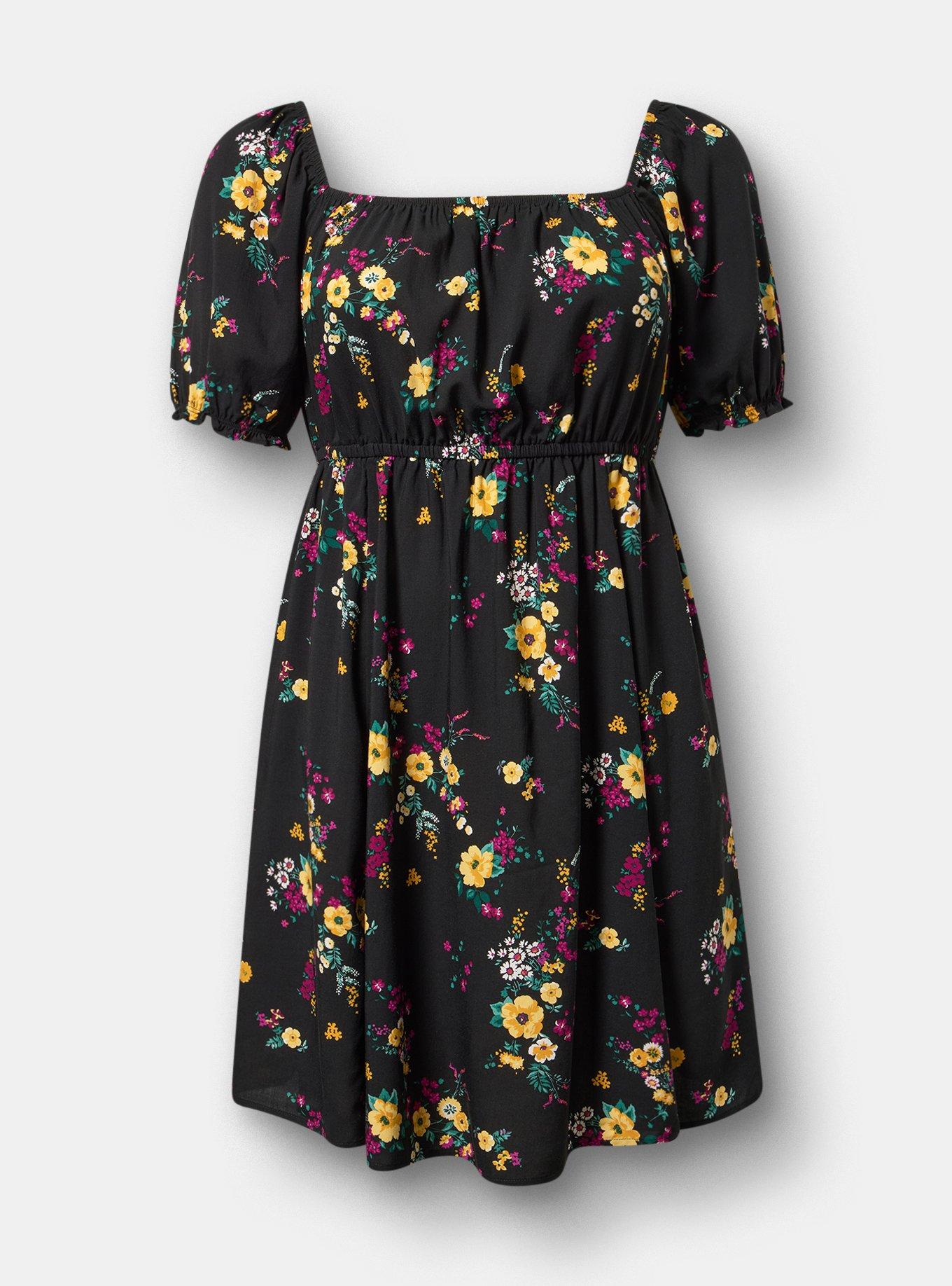 Puff Sleeve Mini Dress, DITSY RAIN FLORAL PURPLE, hi-res
