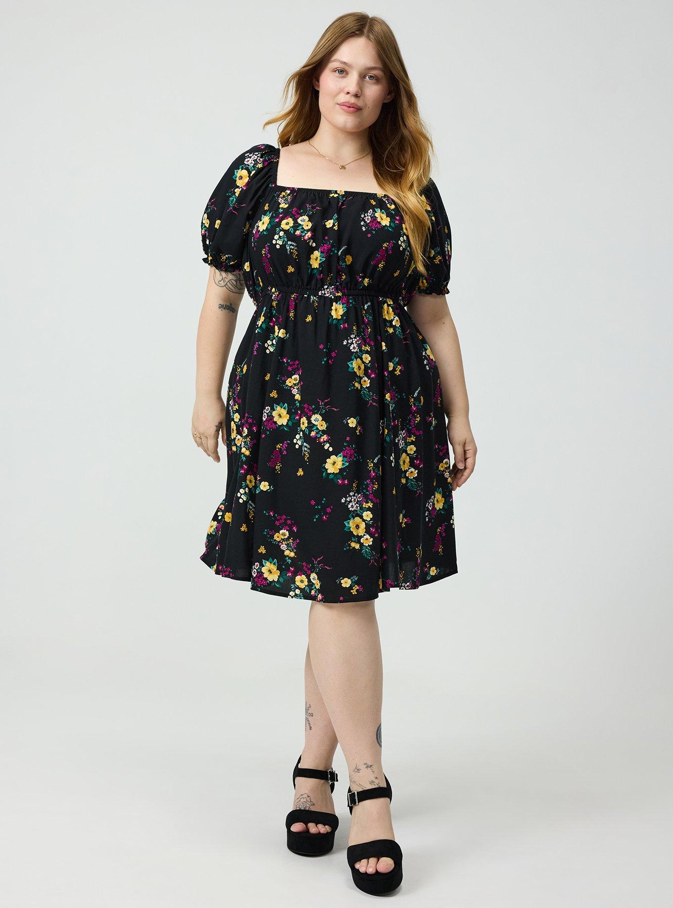 Puff Sleeve Mini Dress, DITSY RAIN FLORAL PURPLE, hi-res