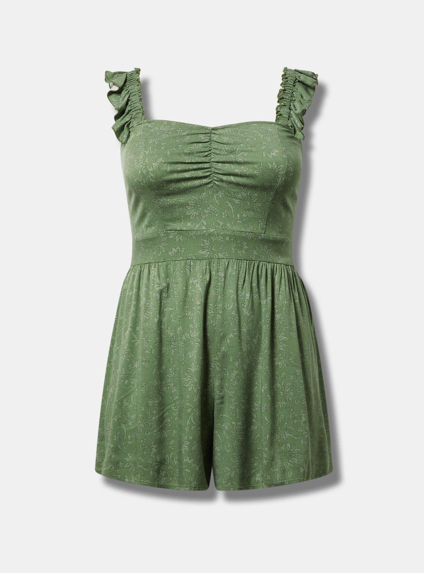 SLEEVELESS ROMPER WITH RUFFLE STRAPS DOUBLE LAYERED