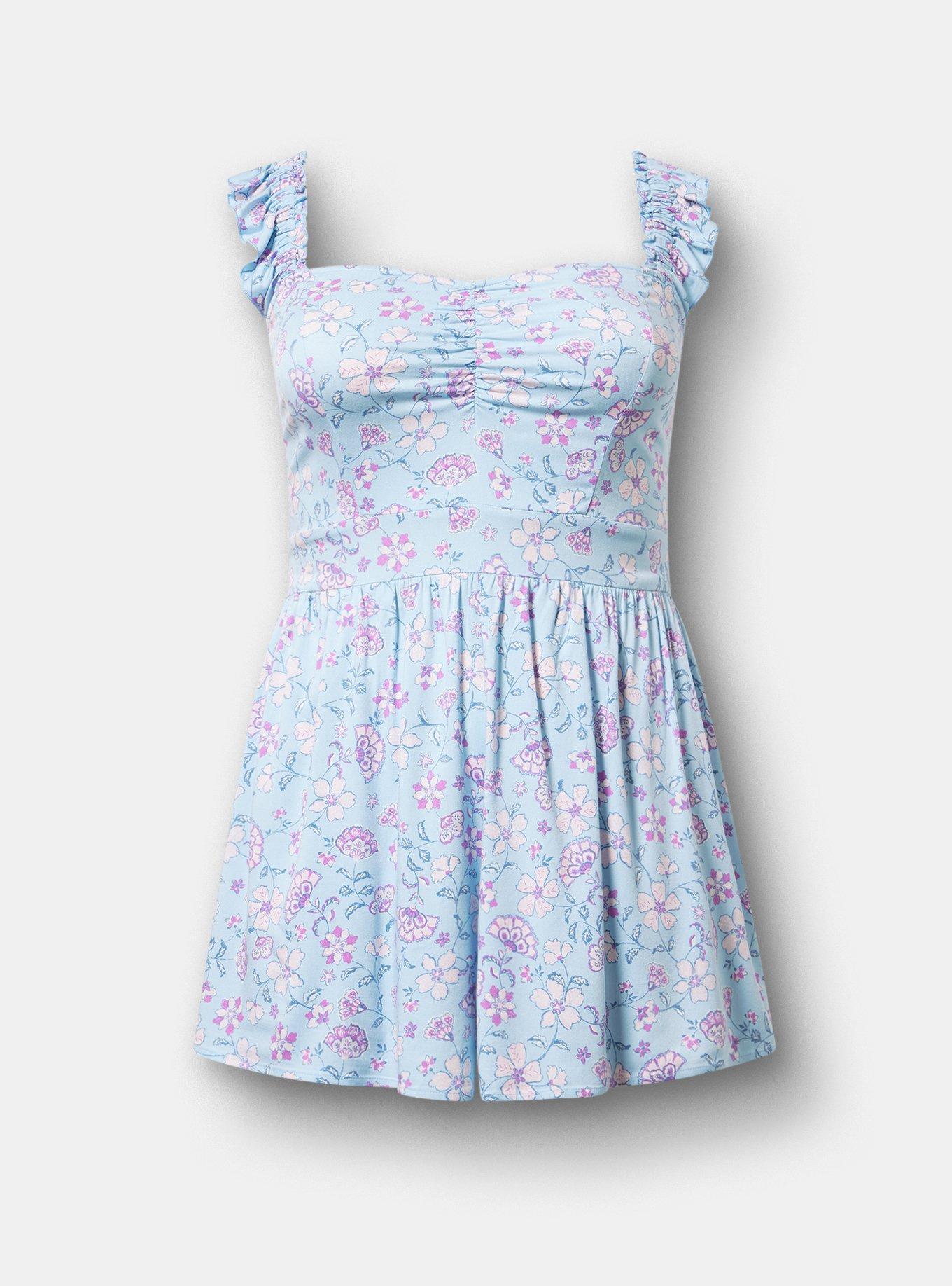 Ruffled Straps Layered Romper, RUMBLE JACO BLUE, hi-res