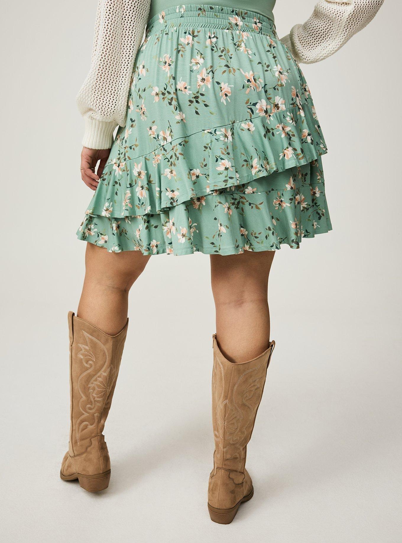 Asymmetrical Ruffle Tiered Skirt