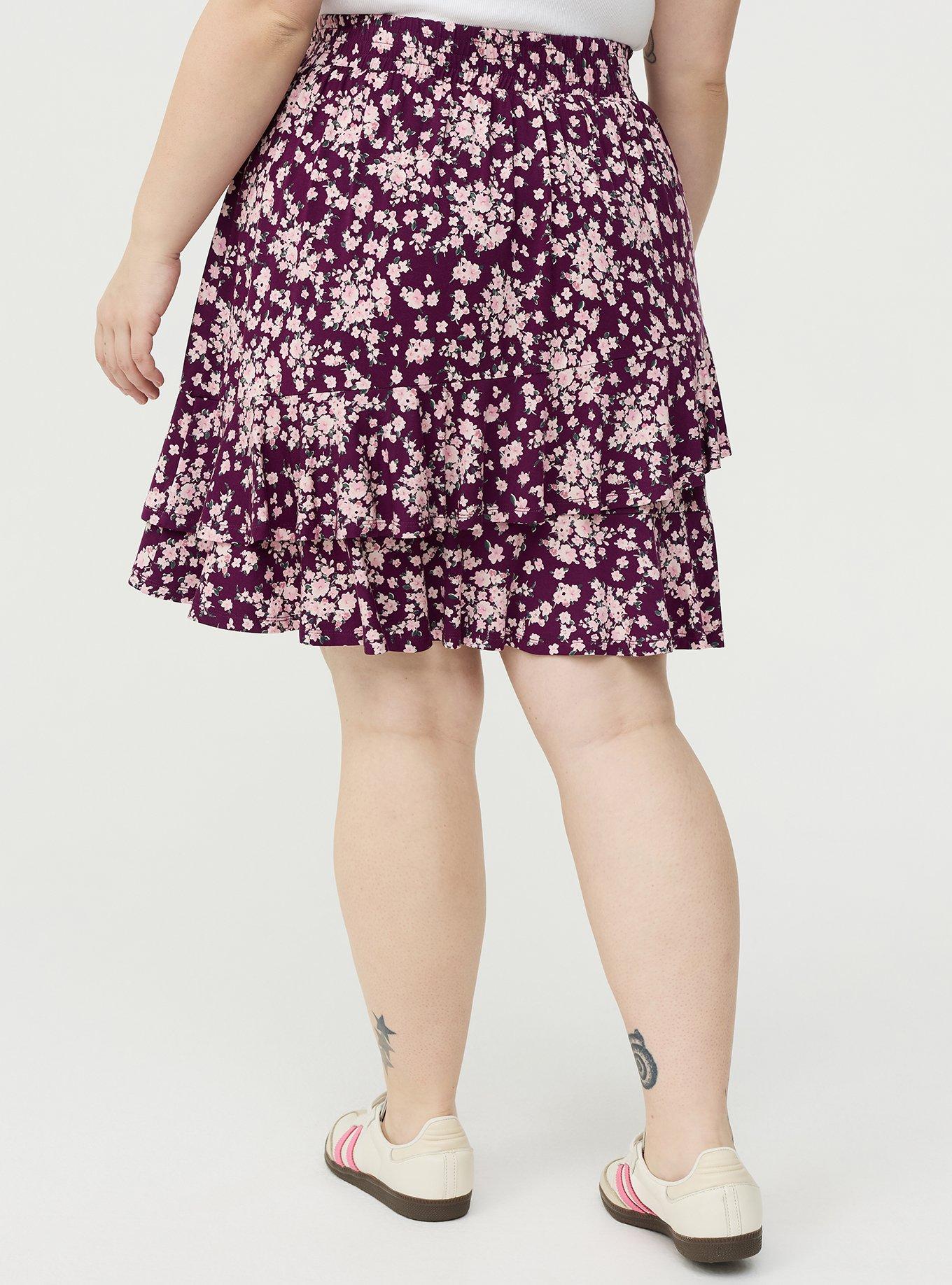 Asymmetrical Ruffle Tiered Mini Skirt, NORMANDY FLORAL PURPLE, alternate