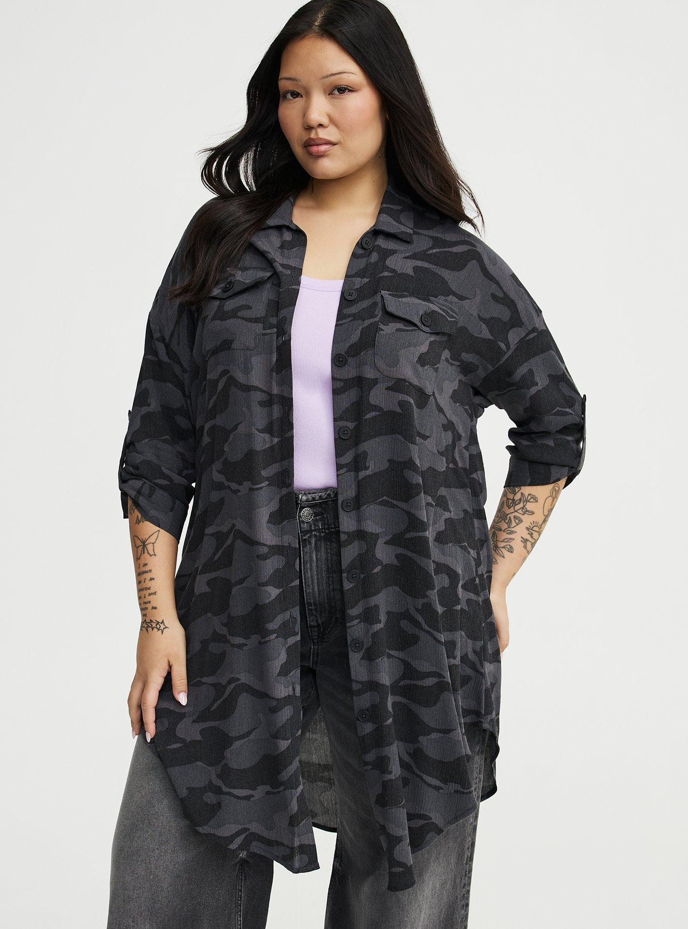 Oversized Shacket, CAMO CADET GREY, hi-res