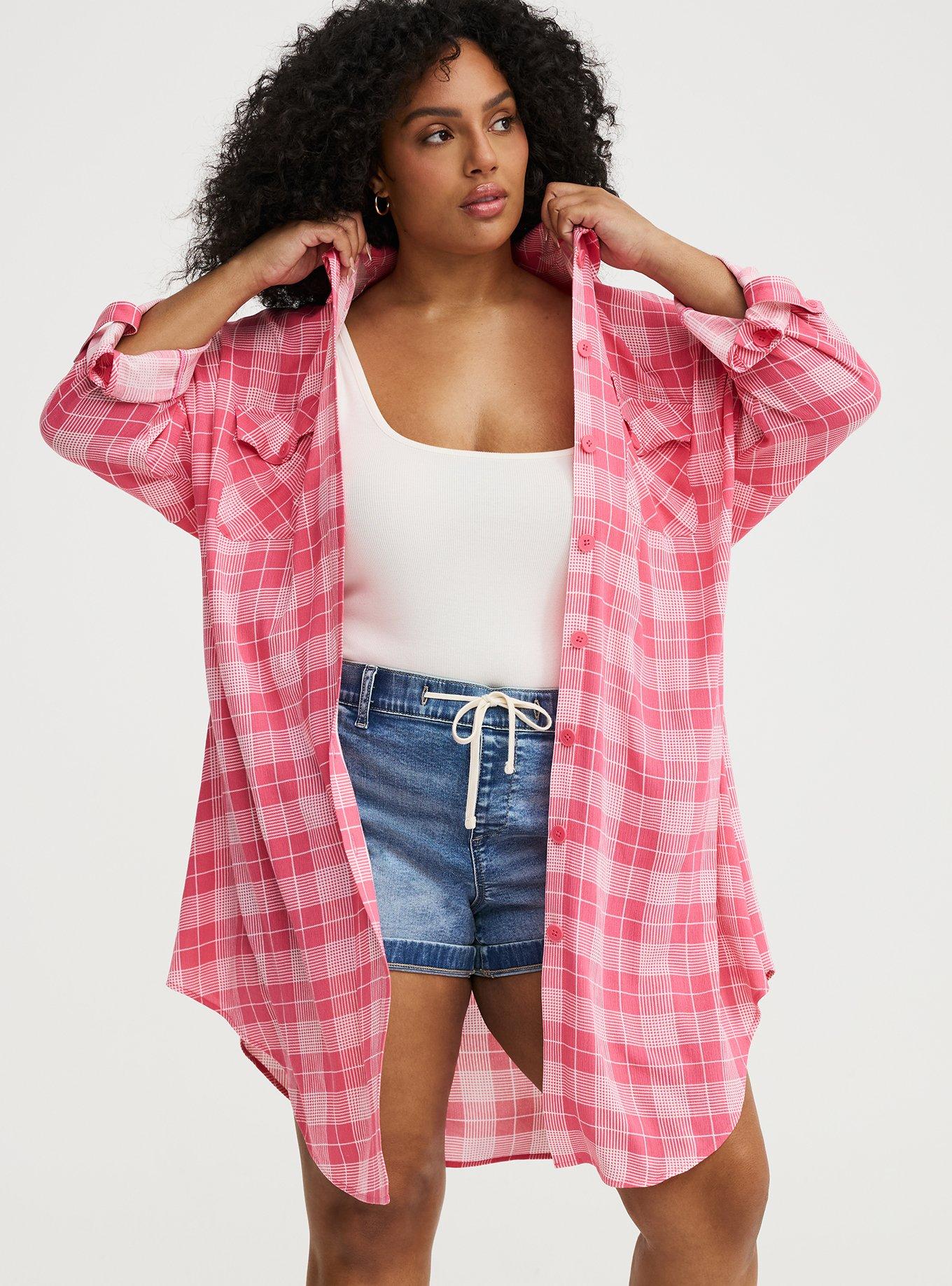 Oversized Shacket, BRIDGETTE PLAID CORAL, alternate