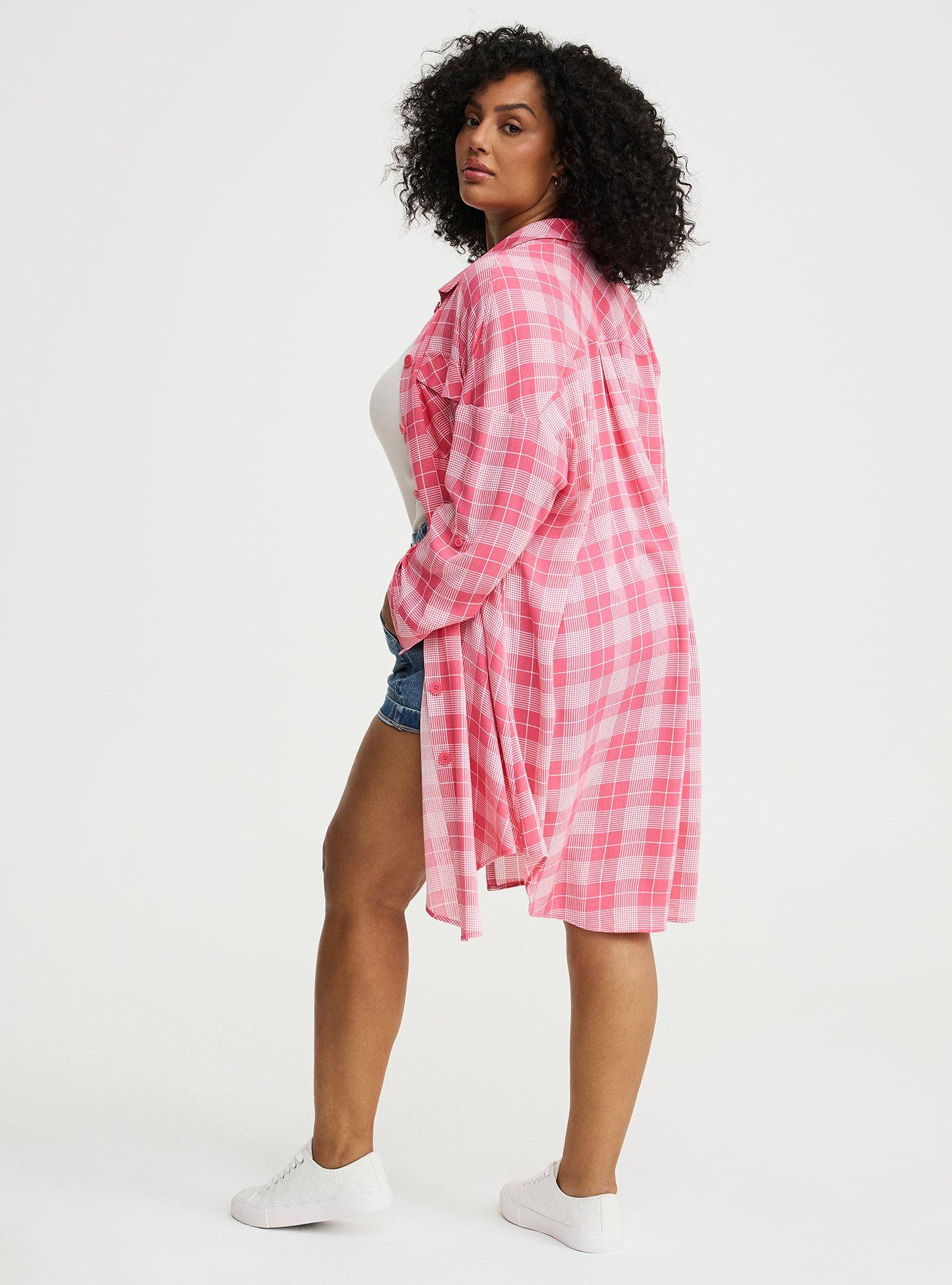 Oversized Shacket, BRIDGETTE PLAID CORAL, alternate