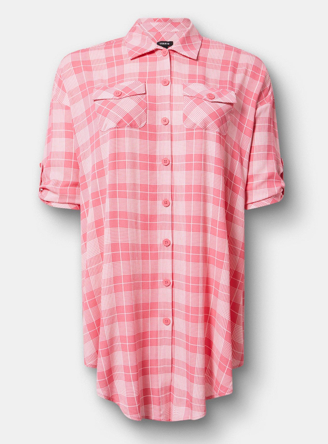 Oversized Shacket, BRIDGETTE PLAID CORAL, hi-res