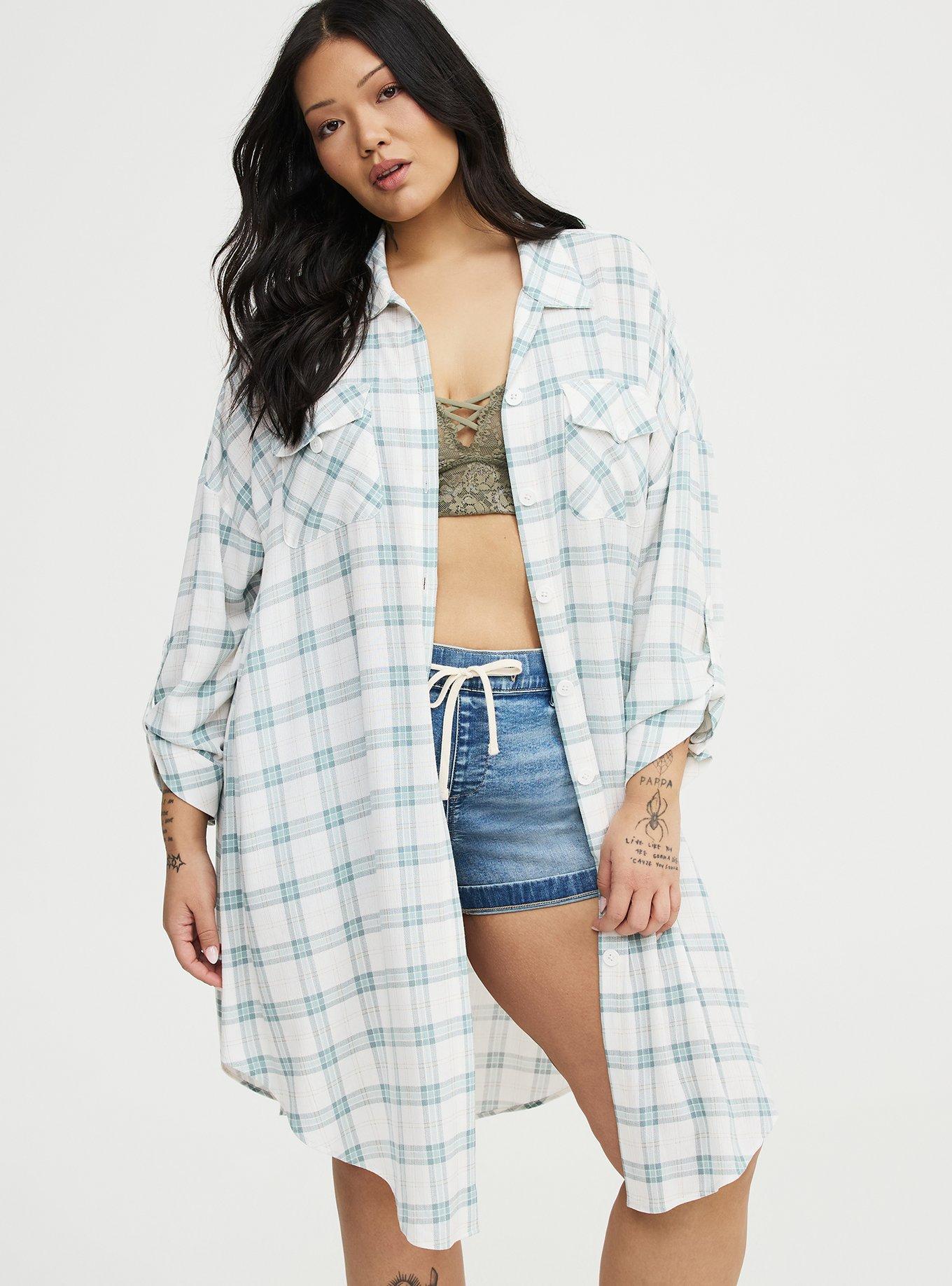 Oversized Shacket, ANYA PLAID IVORY, alternate