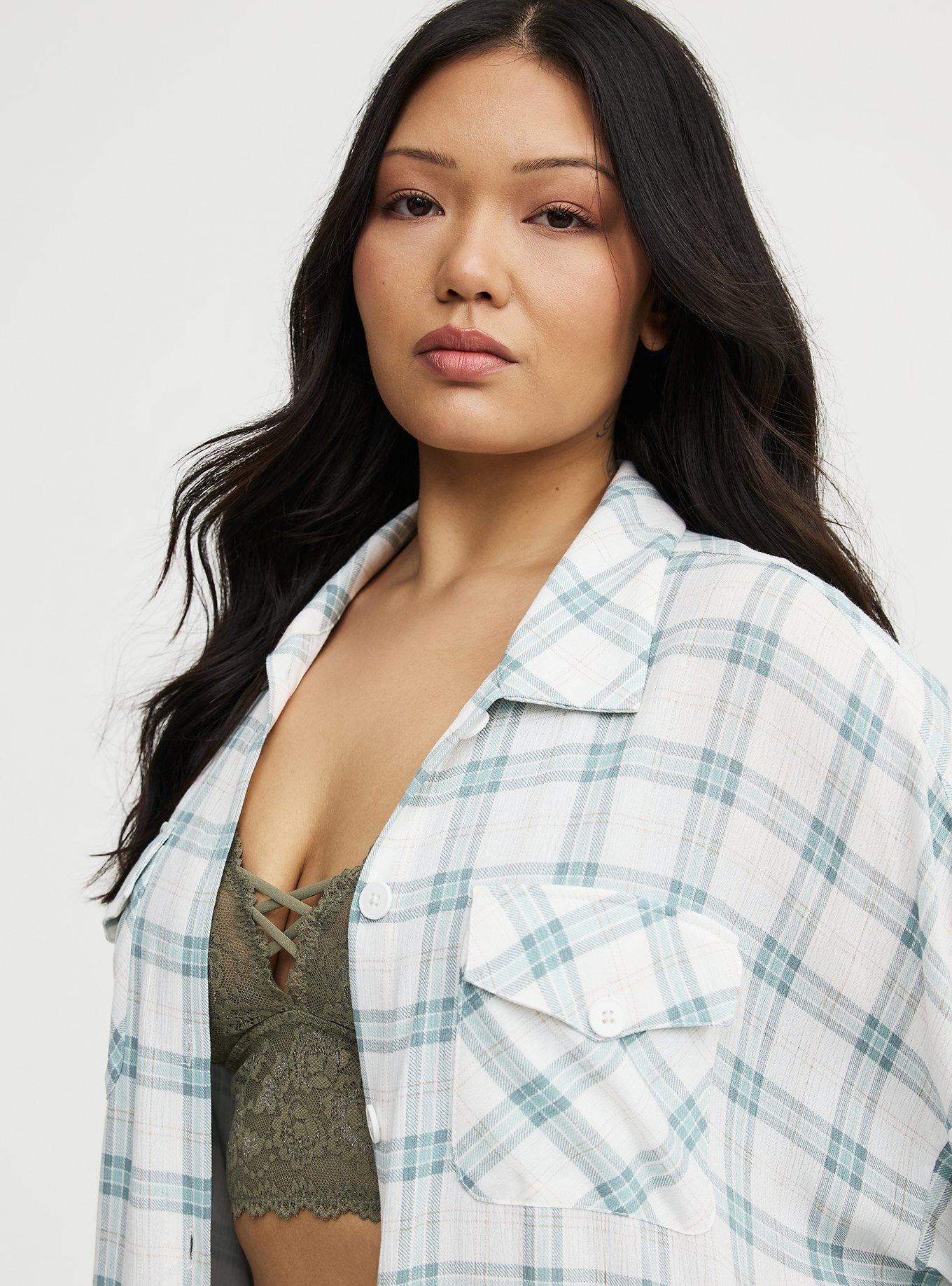 Oversized Shacket, ANYA PLAID IVORY, alternate