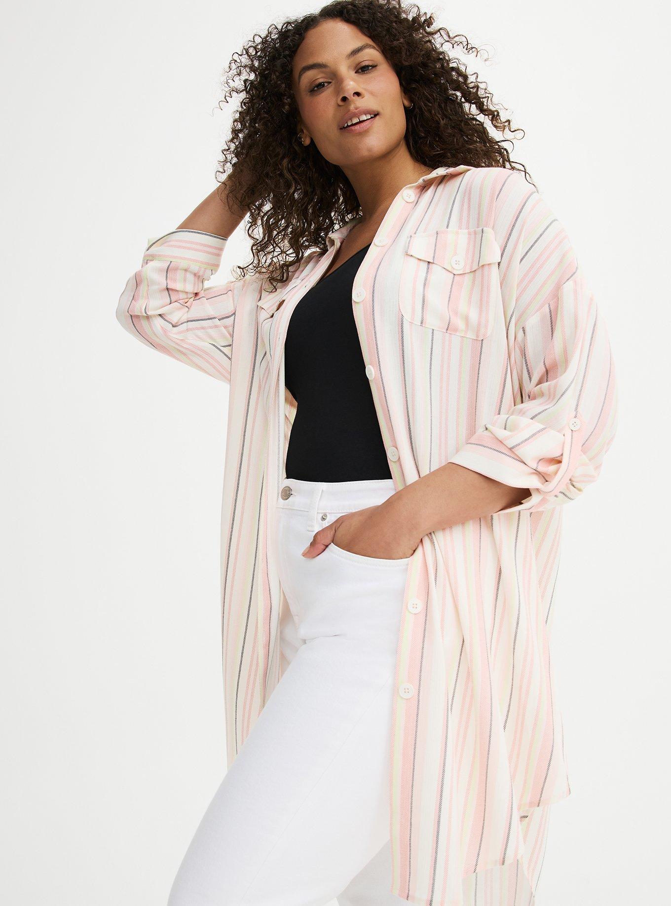 Oversized Shacket, CASEY STRIPE IVORY, alternate