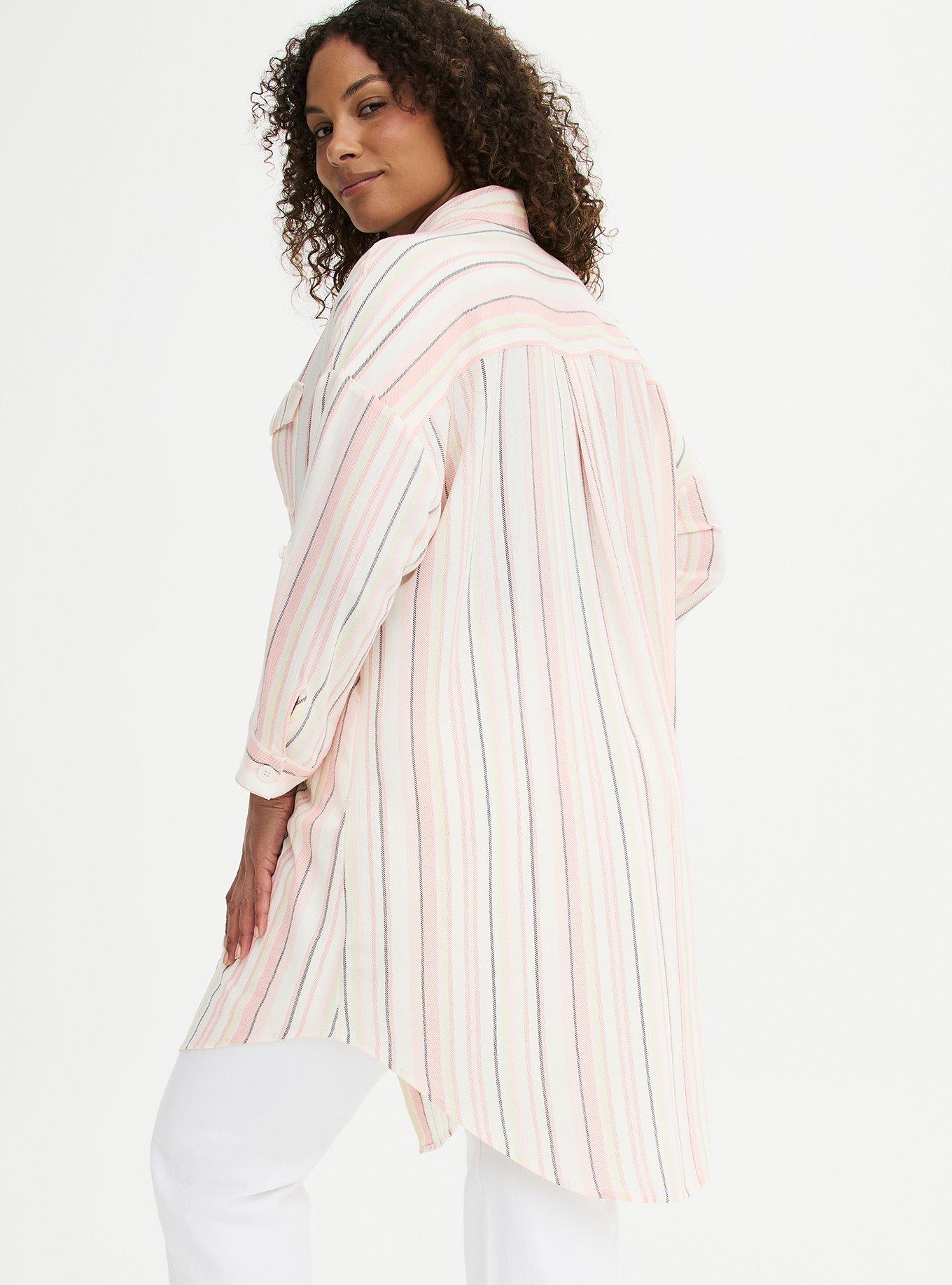 Oversized Shacket, CASEY STRIPE IVORY, alternate