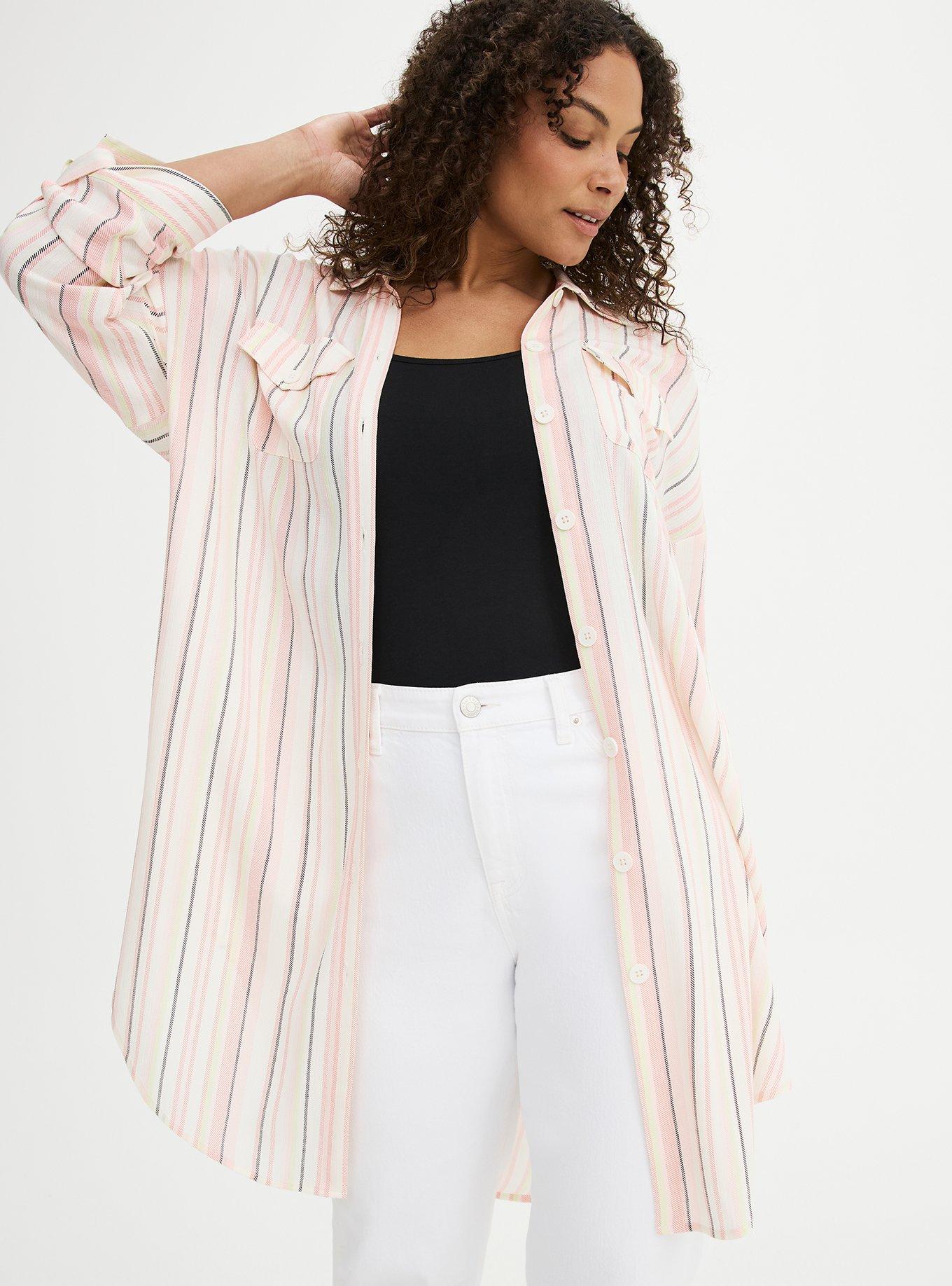 Oversized Shacket, CASEY STRIPE IVORY, alternate