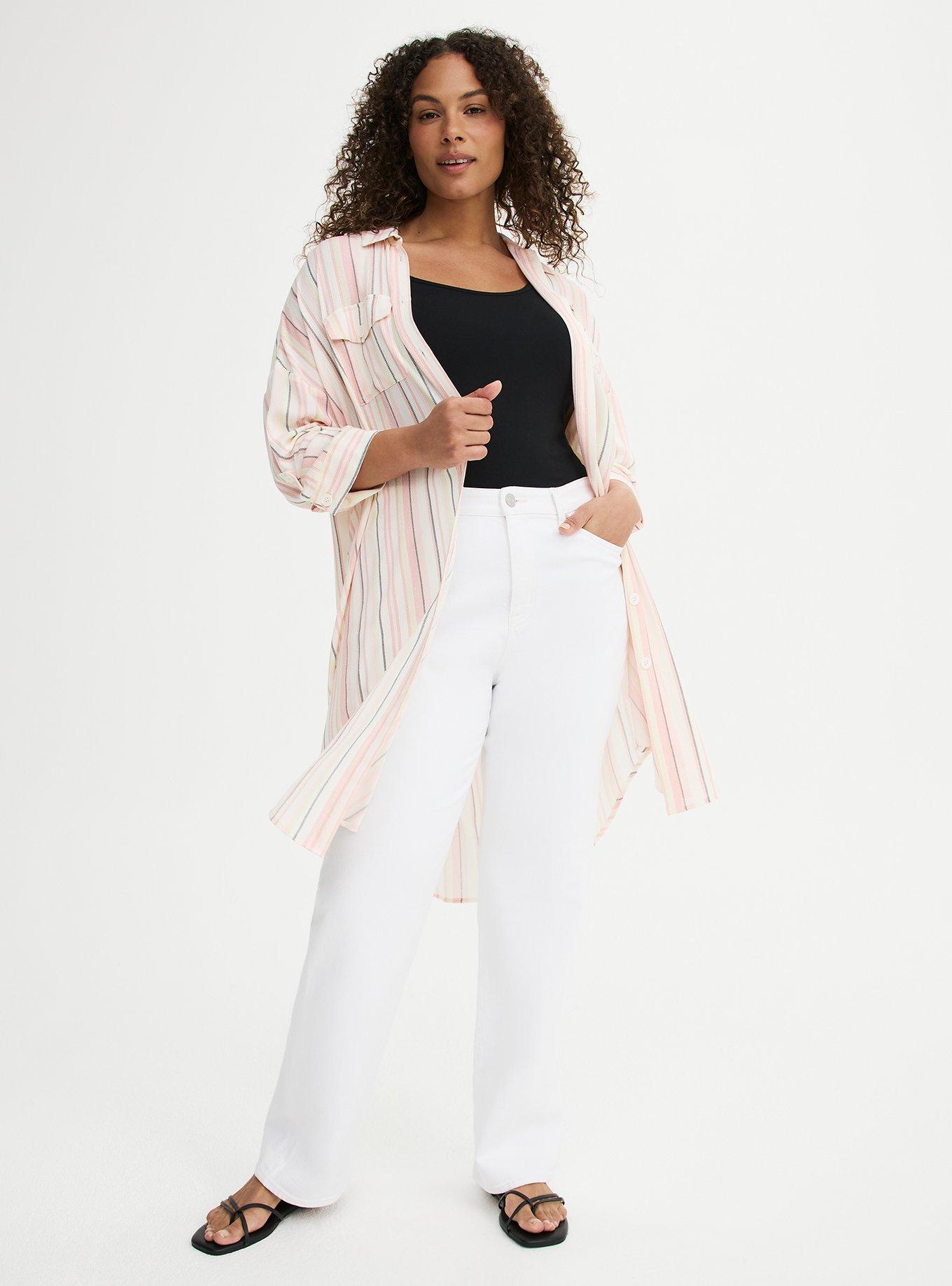 Oversized Shacket, CASEY STRIPE IVORY, alternate