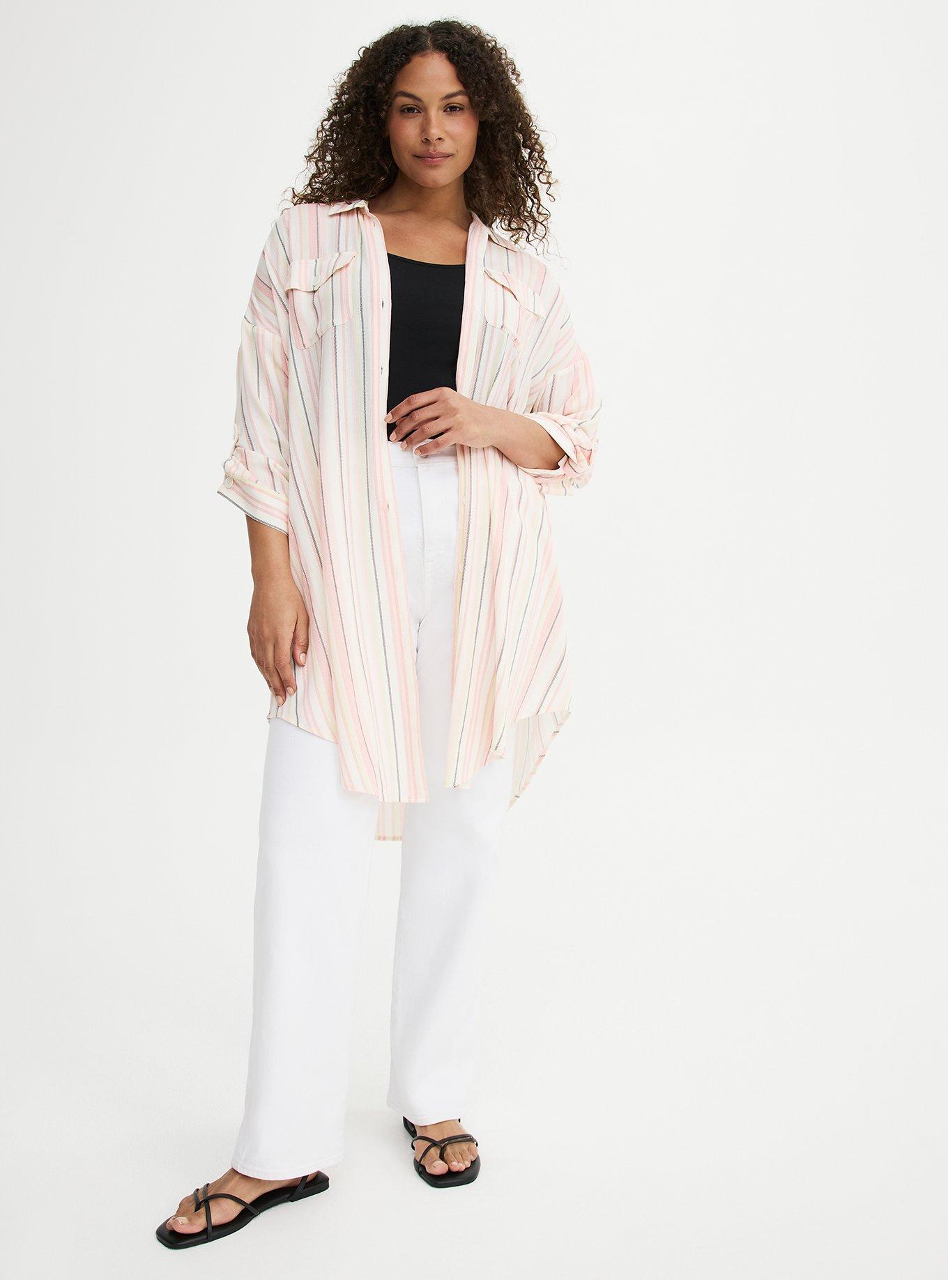 Oversized Shacket, CASEY STRIPE IVORY, hi-res