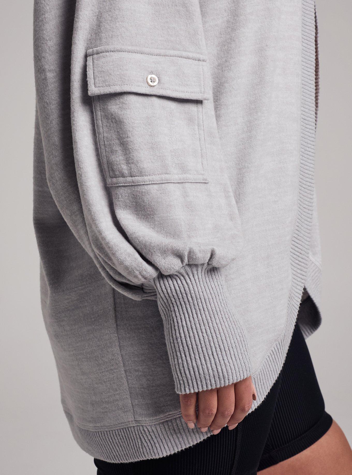 TRU Super Soft Plush Cool Down Hooded Cardigan, LIGHTEST HEATHER GREY, alternate