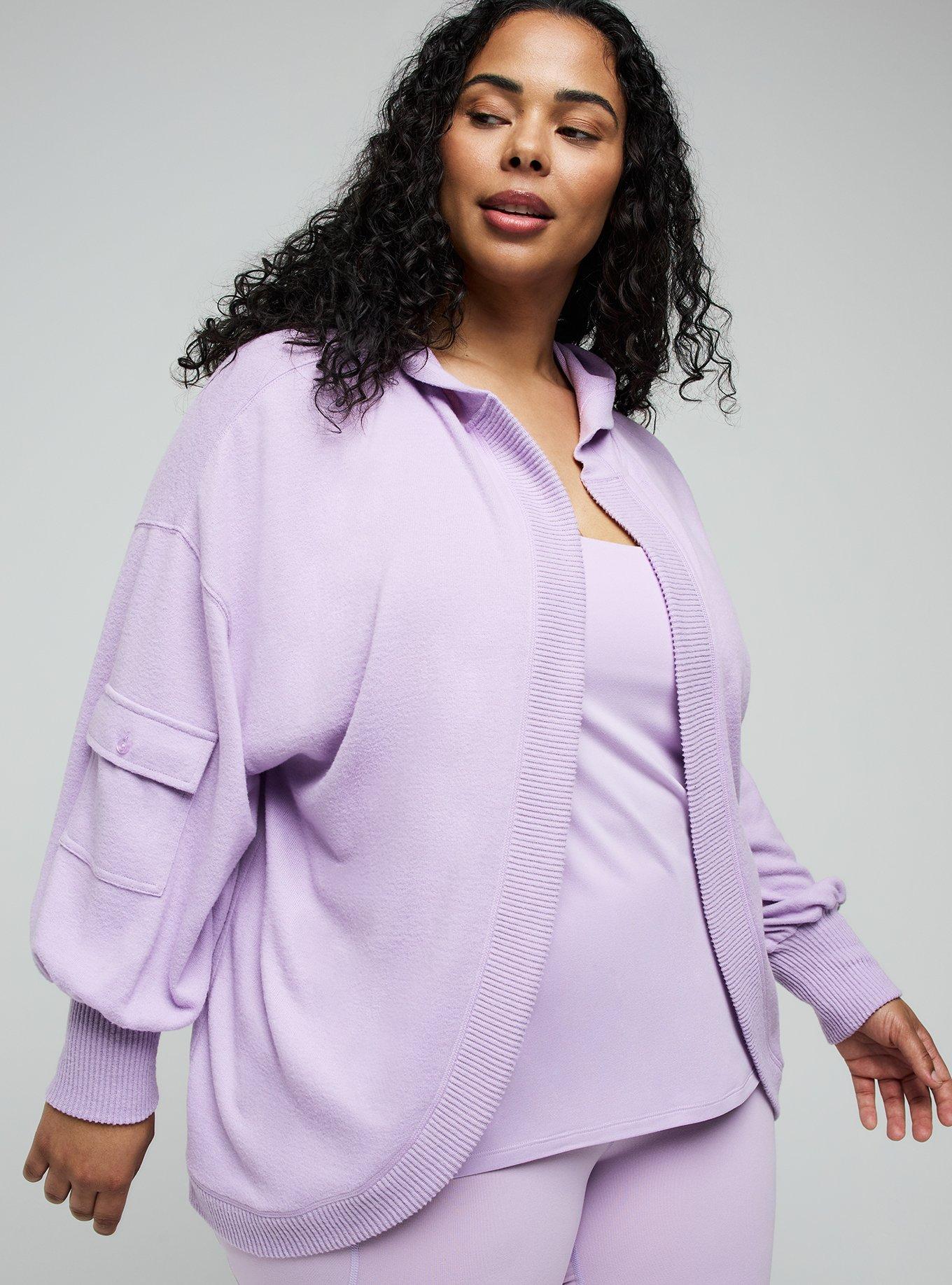 TRU Super Soft Plush Cool Down Hooded Cardigan, ENGLISH HYACINTH, alternate