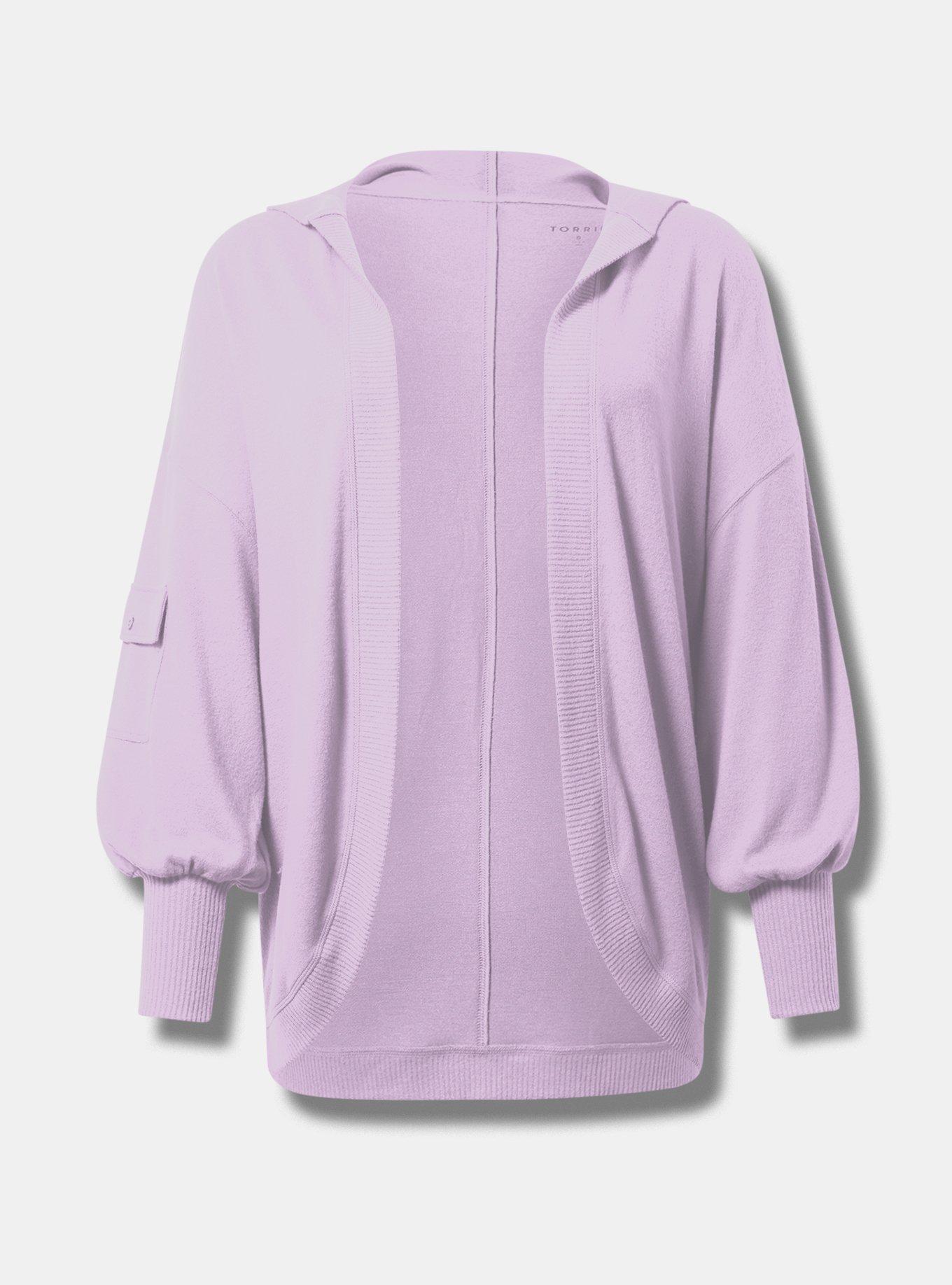 TRU Super Soft Plush Cool Down Hooded Cardigan, ENGLISH HYACINTH, hi-res