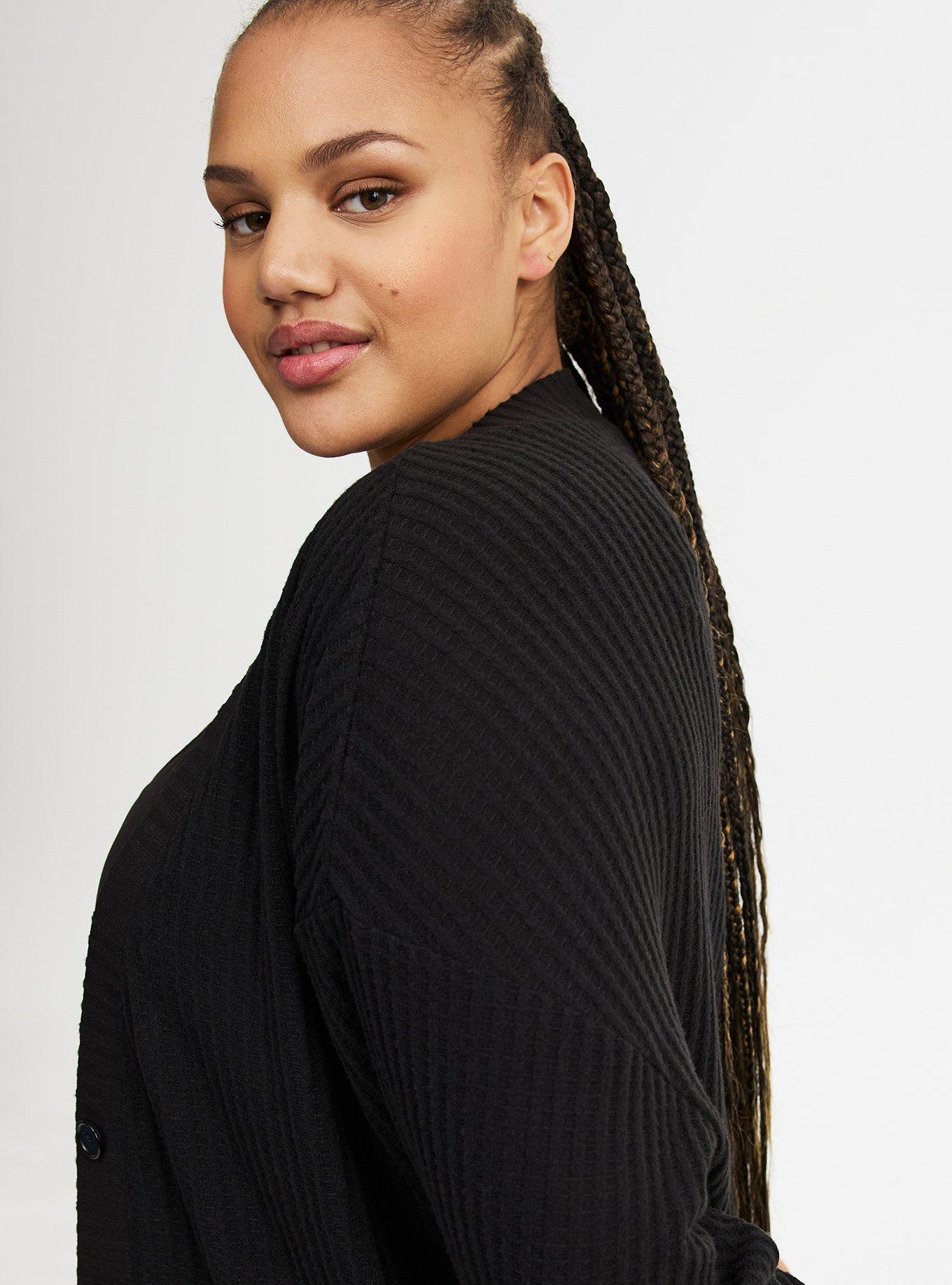 Waffle Rib Cropped Cardigan