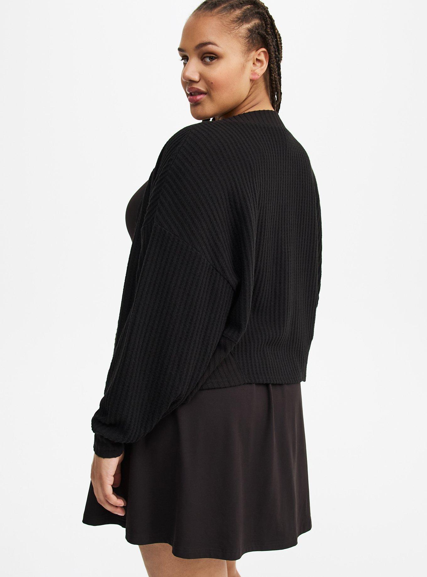 Waffle Rib Cropped Cardigan