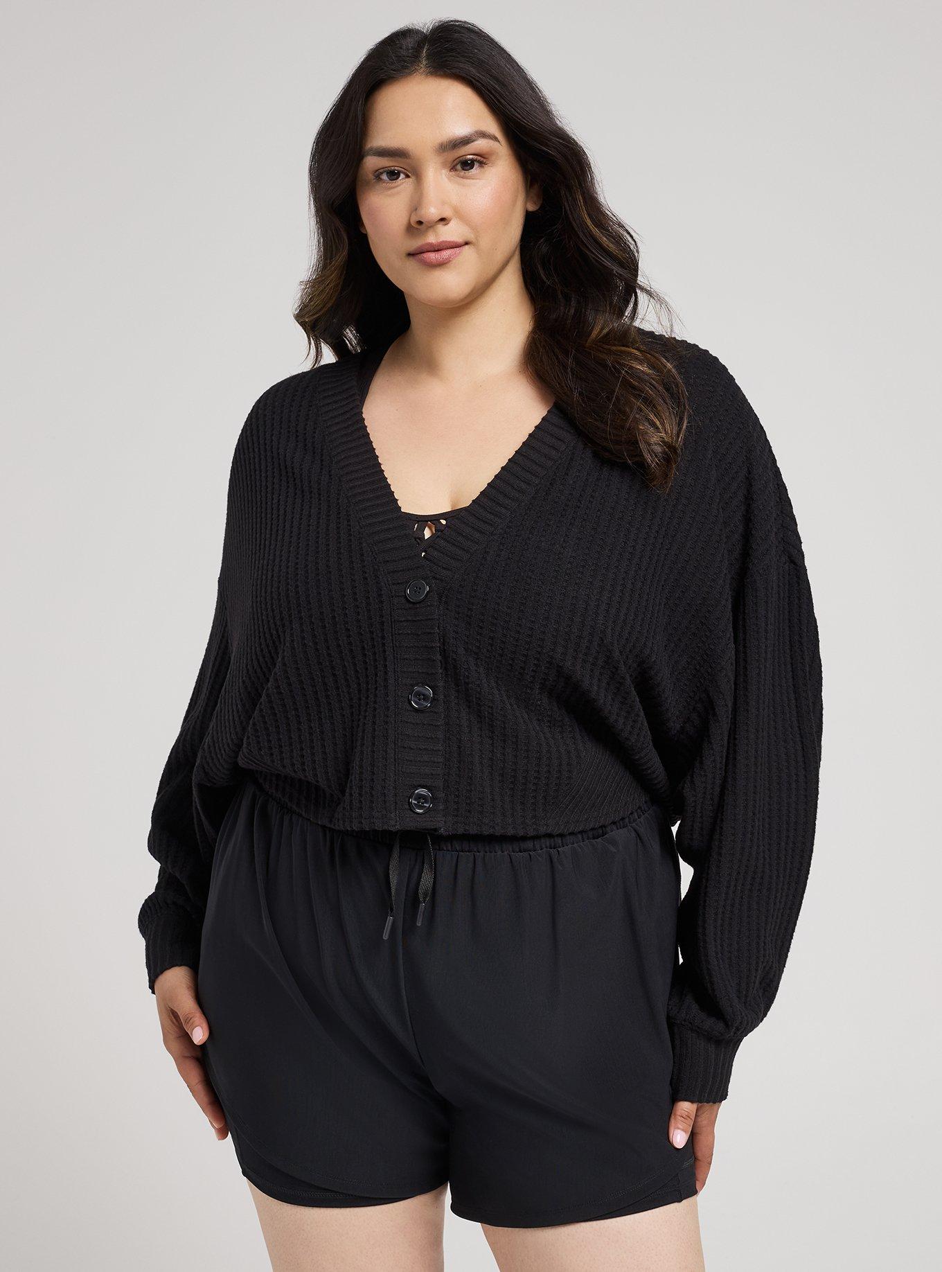 Plus Size - TRU Waffle Rib Cropped Cardigan - Torrid