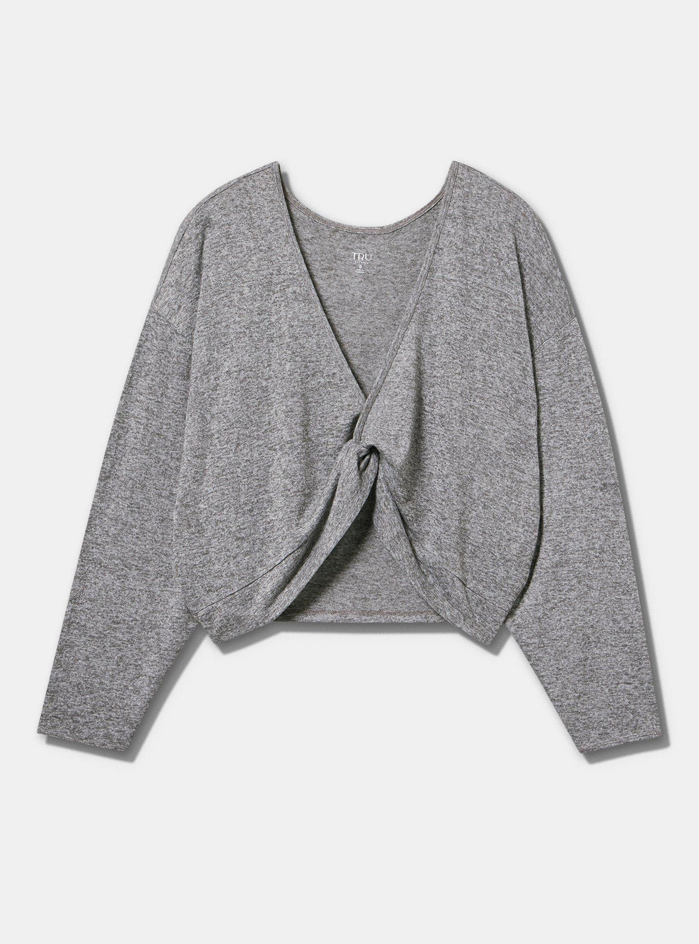 Hacci Reversible Crop Overshirt, MED HEATHER GREY, hi-res