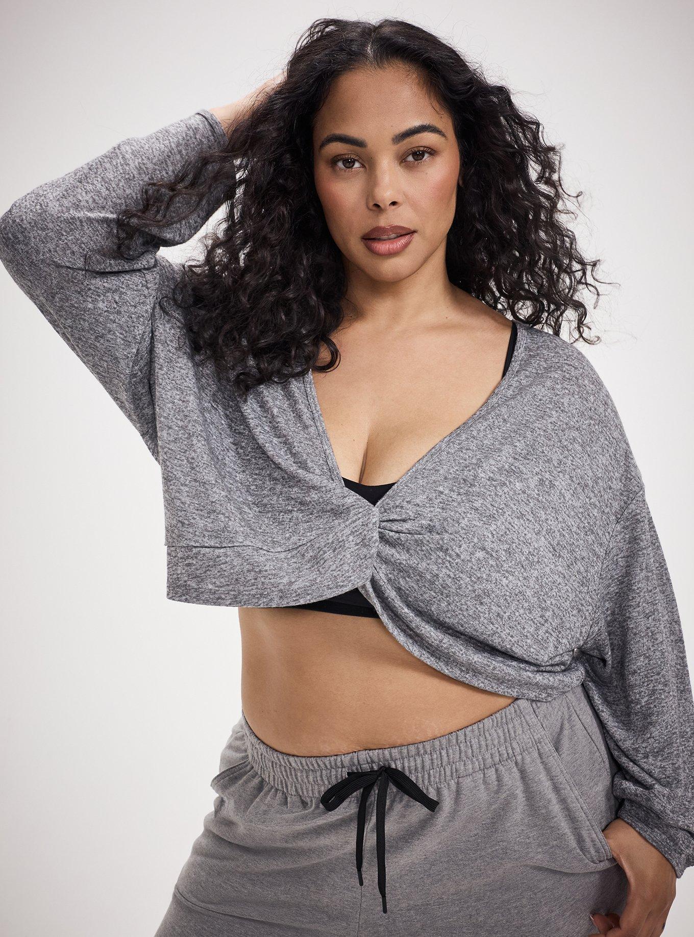 Hacci Reversible Crop Overshirt, MED HEATHER GREY, hi-res