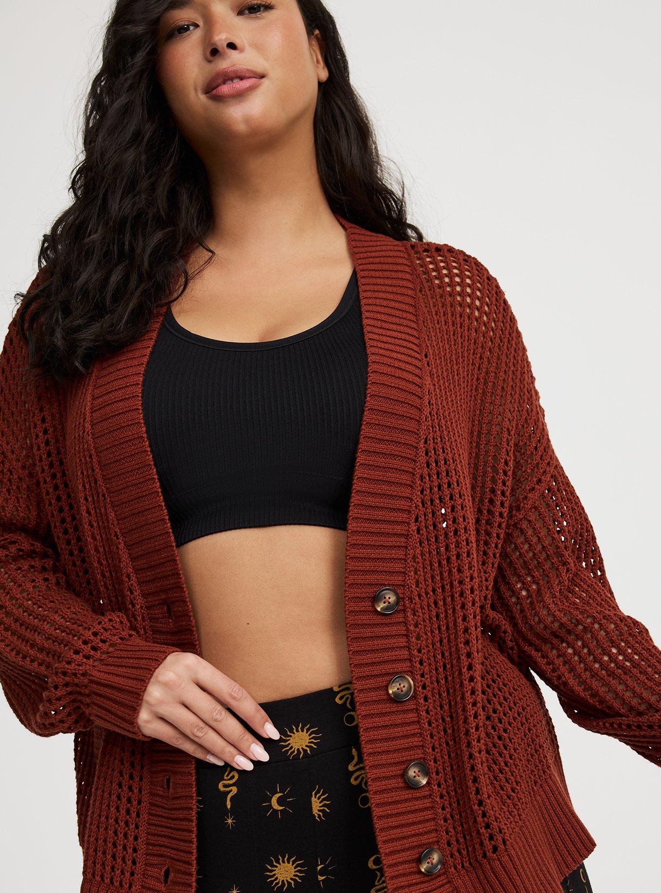 Open Stitch Cardigan Sweater