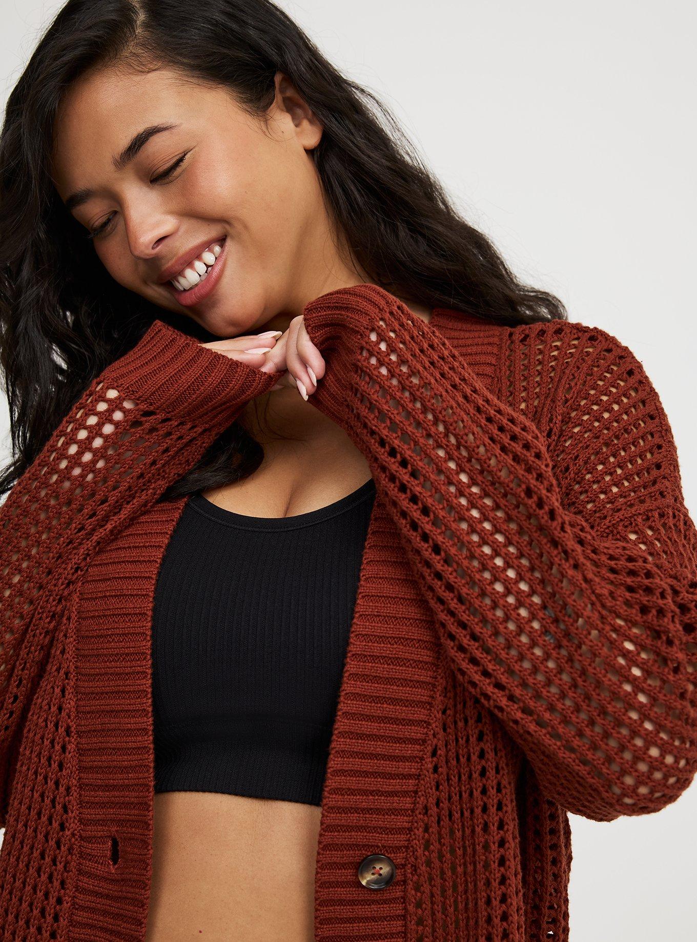 Open Stitch Cardigan Sweater