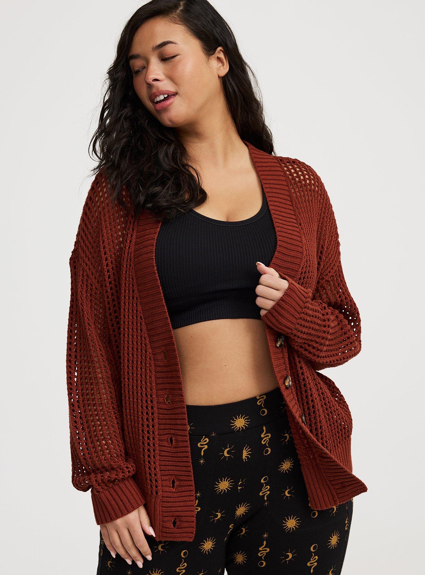 Open Stitch Cardigan Sweater