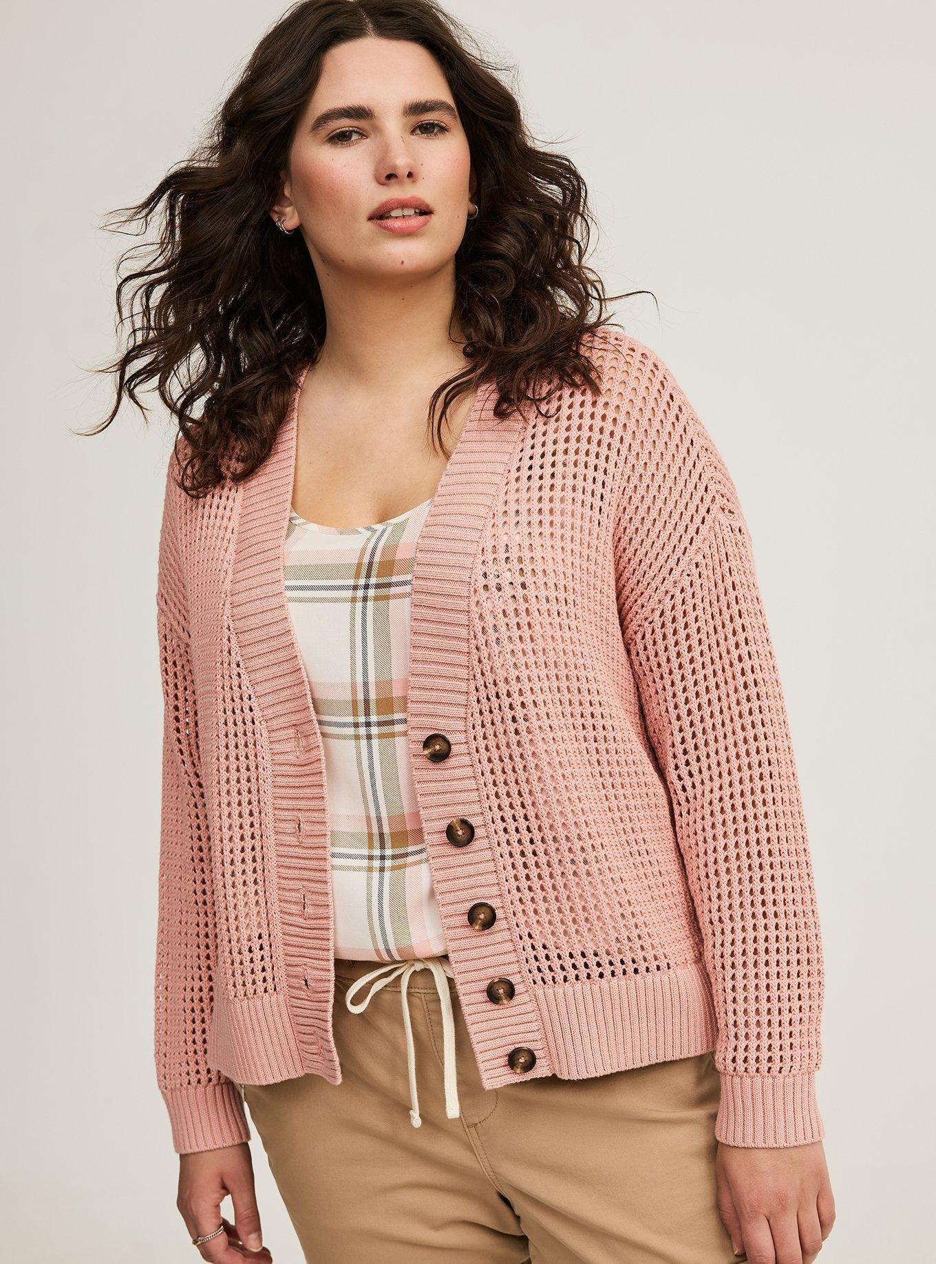 Open Stitch Cardigan Sweater