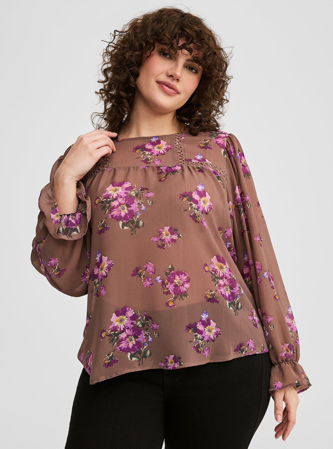Chiffon Trim Inset Top