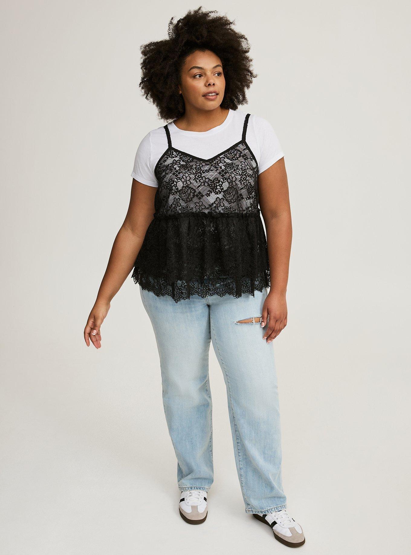 Peplum Ruffle Cami 2Fer Top 