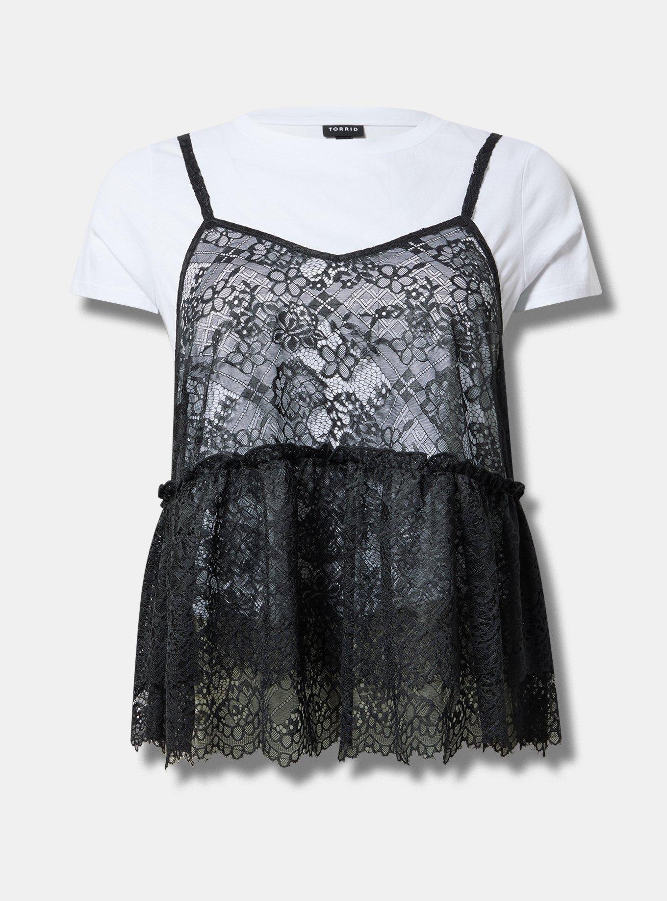 Peplum Ruffle Cami 2Fer Top 