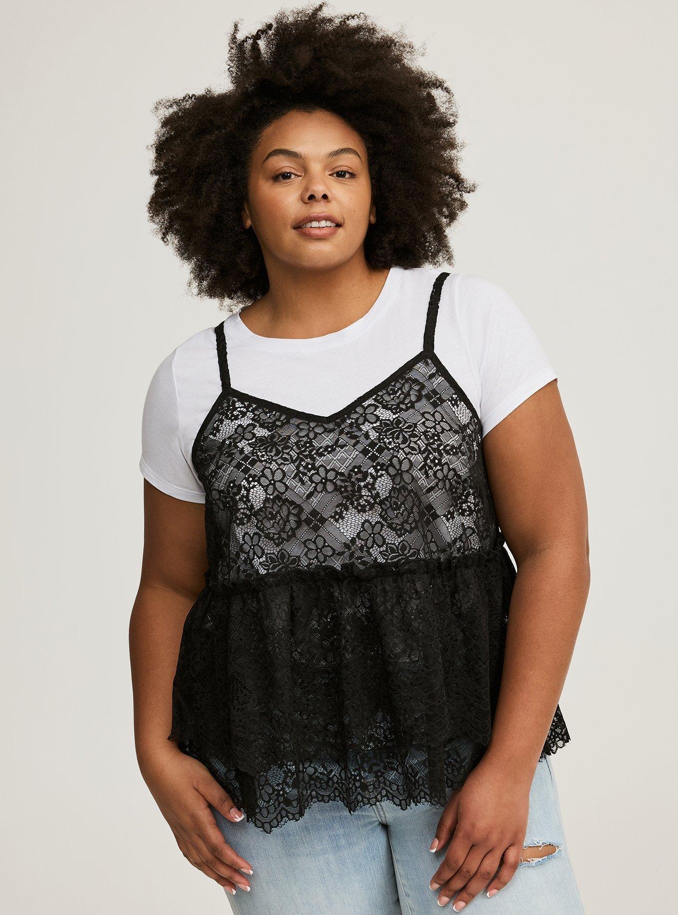 Peplum Ruffle Cami 2Fer Top 