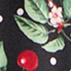 Plus Size Retro Chic Pleated Swing Dress, CHERRY CHERRY DEEP BLACK, swatch