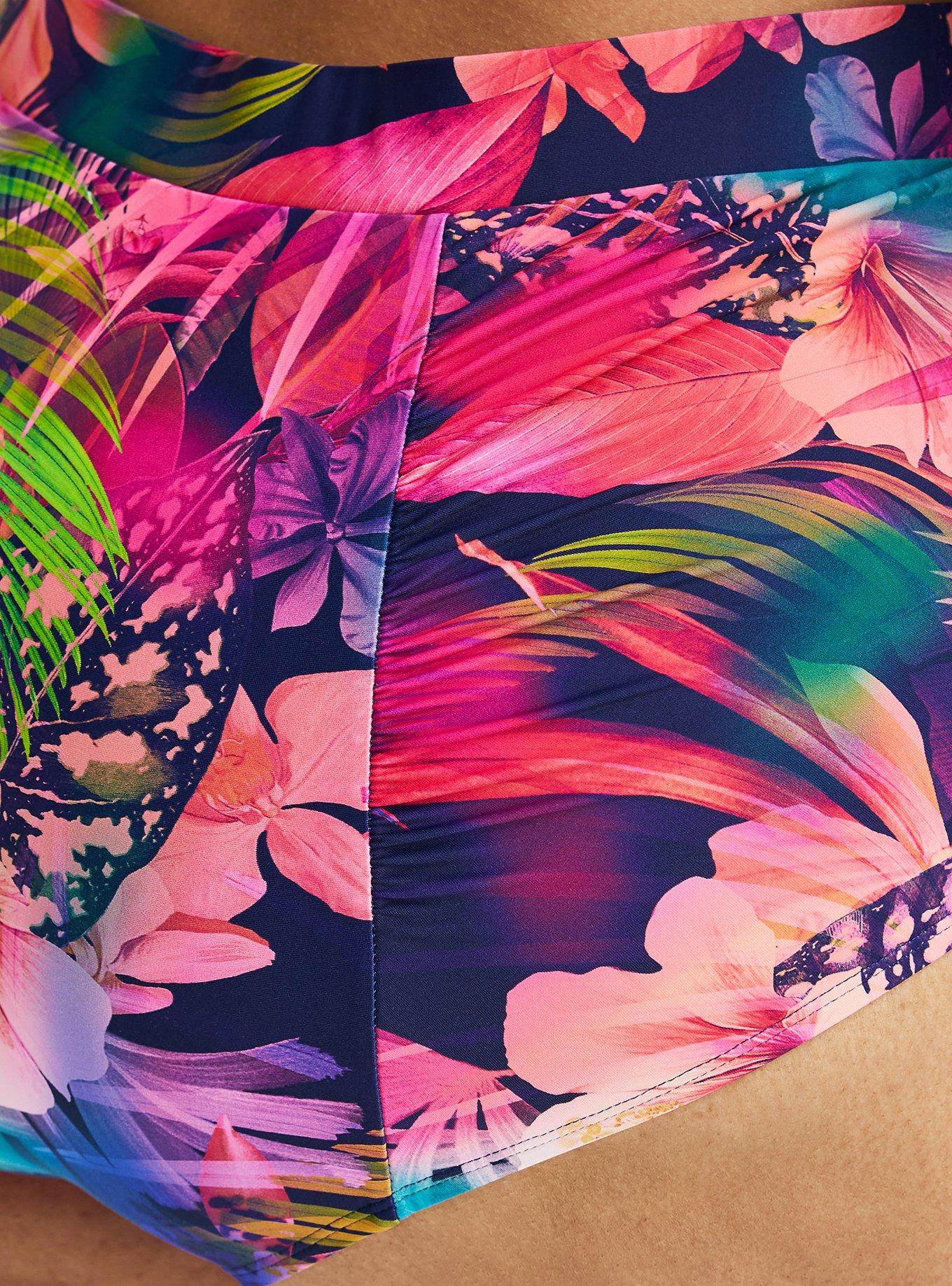 Ultra High-Rise Ruched Swim Bottom, MULTI LEAVES FLORAL BLUE, alternate