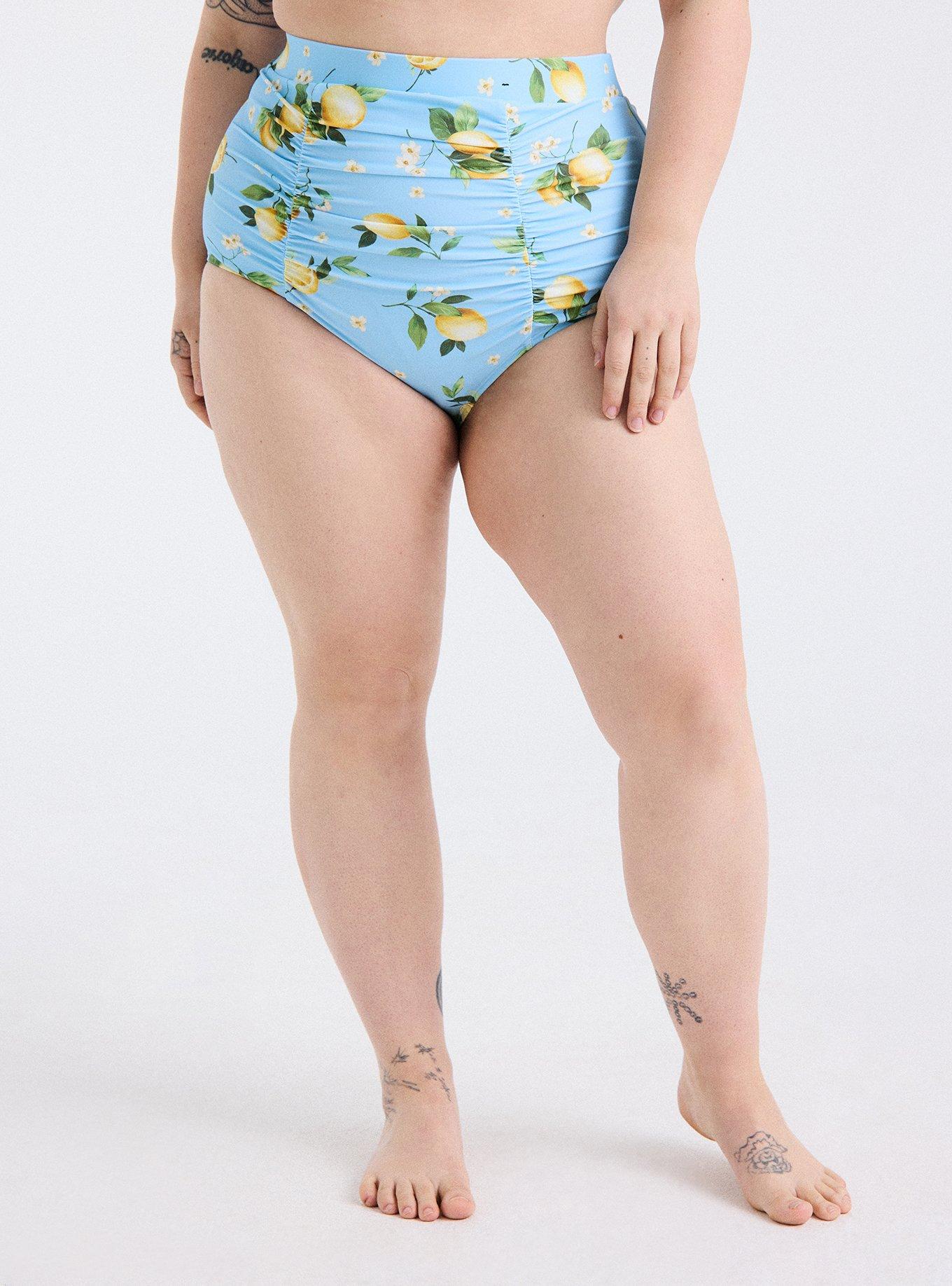 Ultra High-Rise Ruched Swim Bottom, COLLEEN LEMONS LIGHT BLUE, alternate