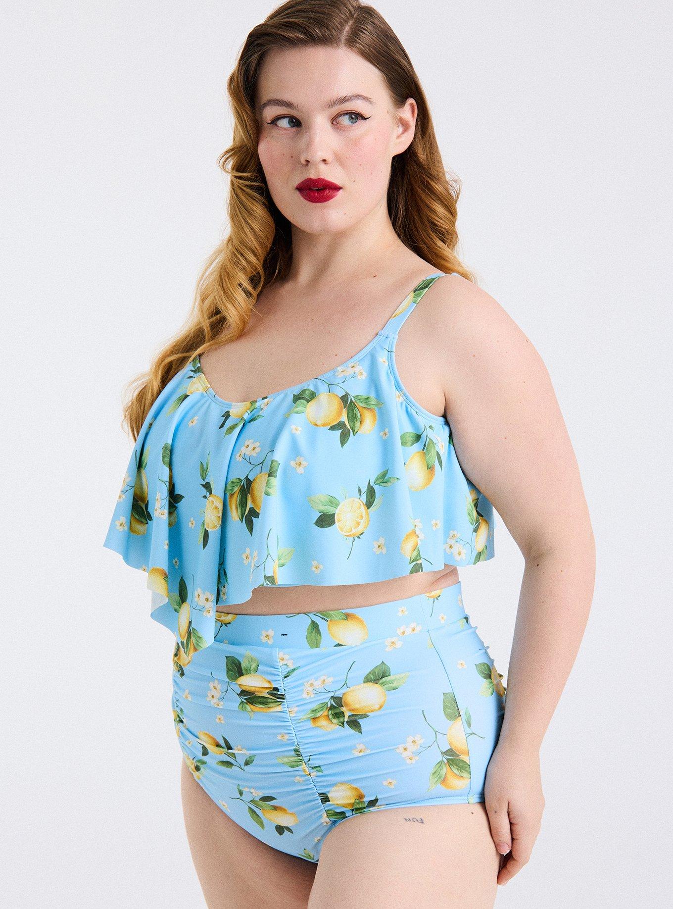 Ultra High-Rise Ruched Swim Bottom, COLLEEN LEMONS LIGHT BLUE, alternate