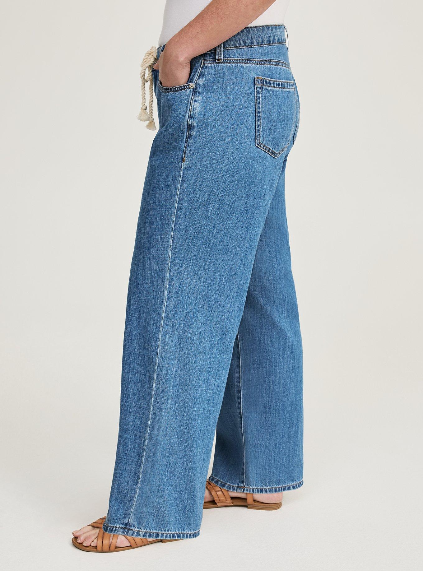 Mid-Rise Wide Leg Drapey Jean