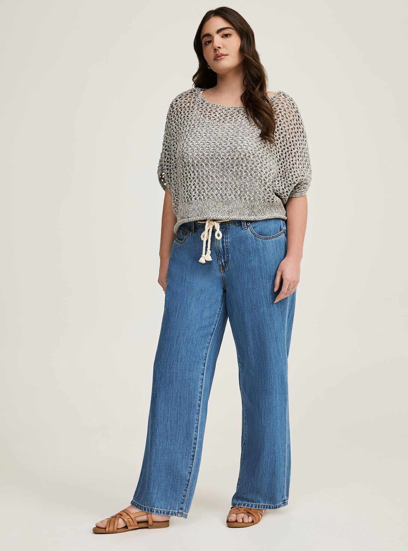 Mid-Rise Wide Leg Drapey Jean