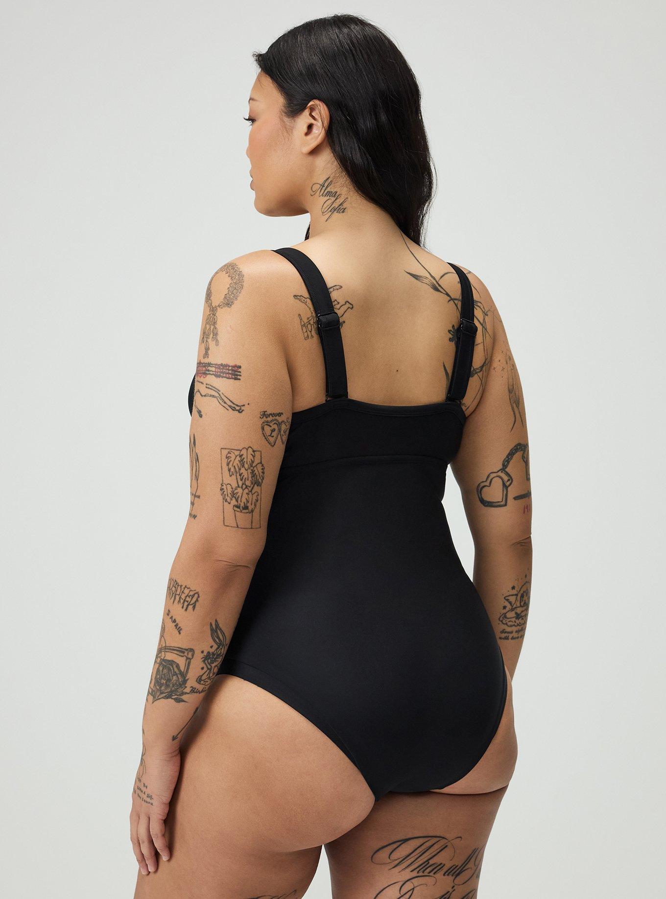 Wire-Free V-Plunge Cheeky One Piece, DEEP BLACK, alternate