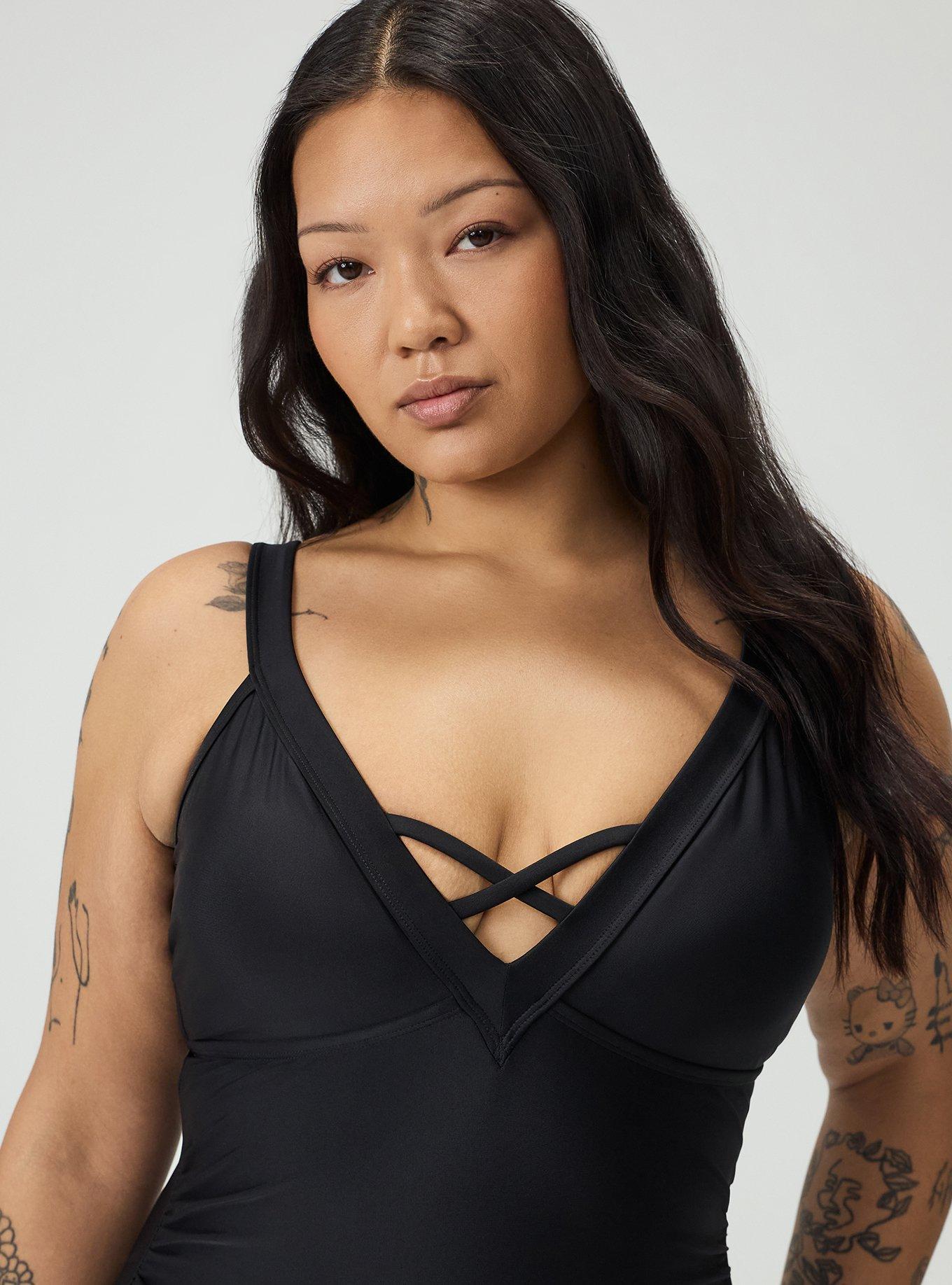 Wire-Free V-Plunge Cheeky One Piece, DEEP BLACK, alternate