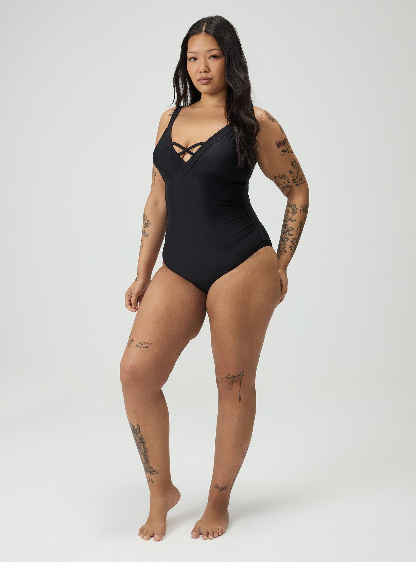 Wire-Free V-Plunge Cheeky One Piece, DEEP BLACK, alternate