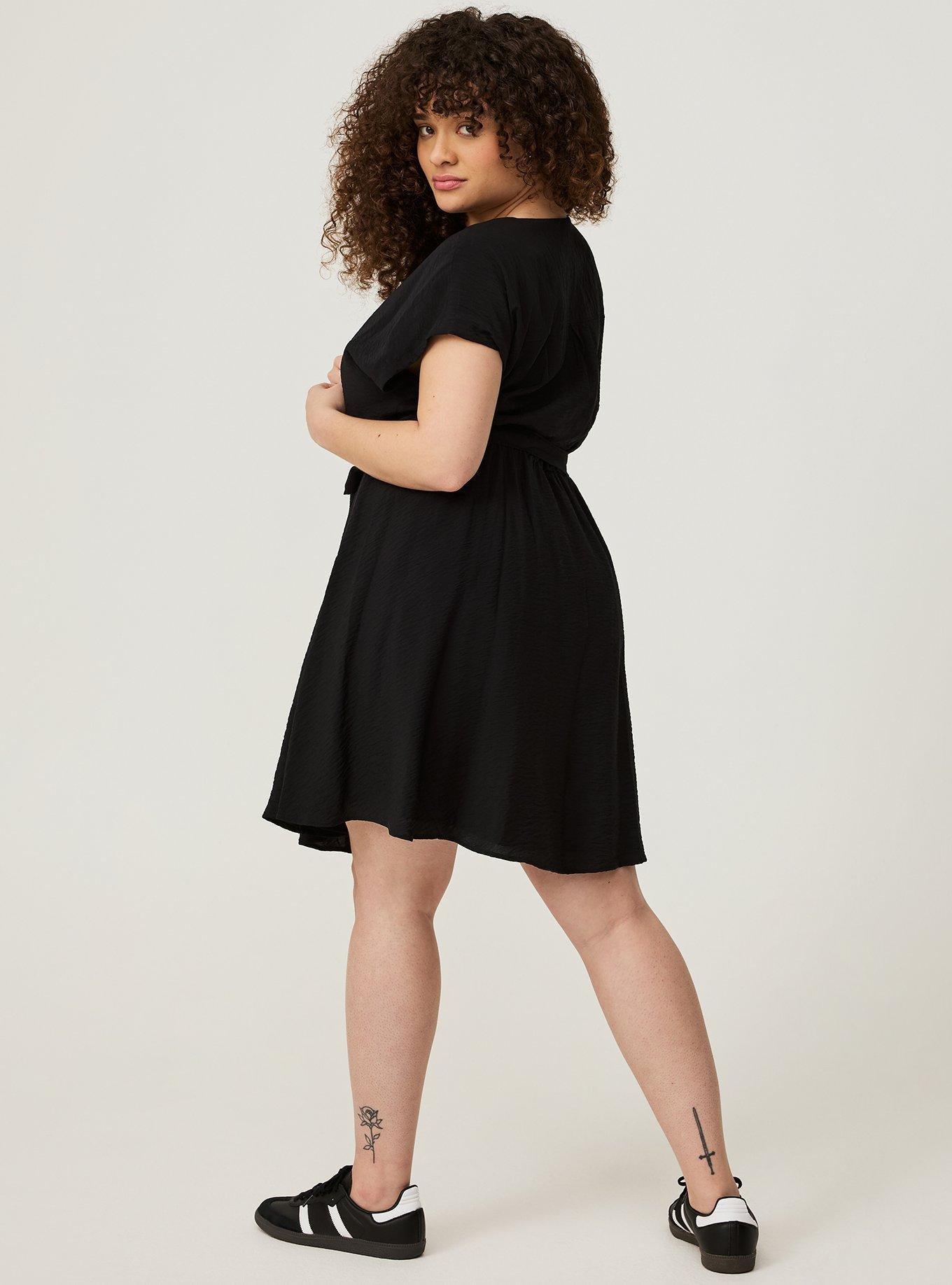 MINI HAMMERED RAYON SURPLICE DRESS