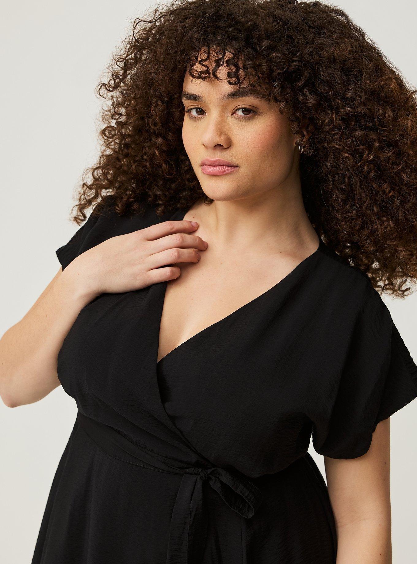MINI HAMMERED RAYON SURPLICE DRESS