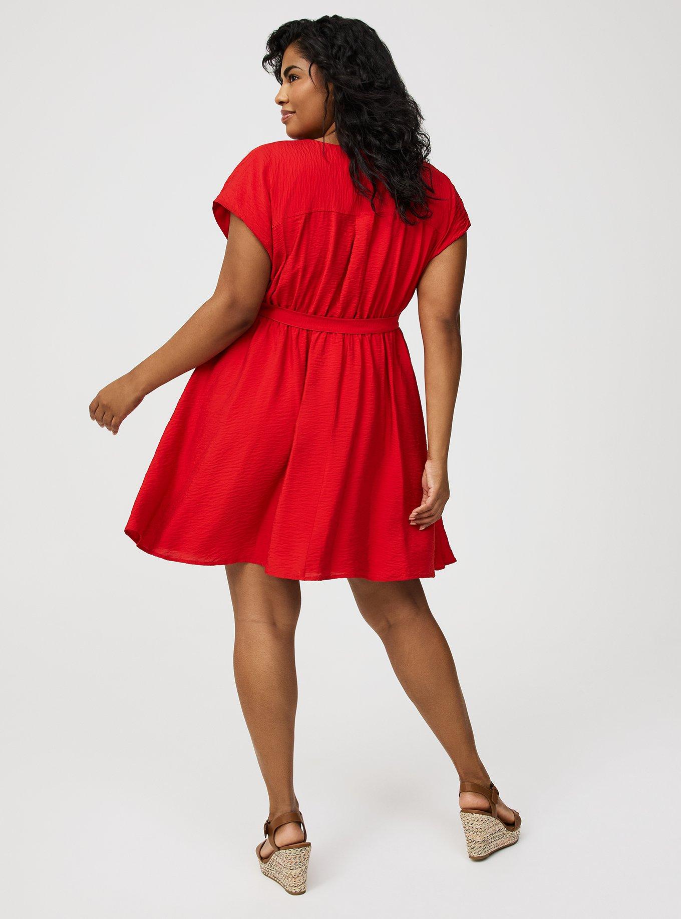 MINI HAMMERED RAYON SURPLICE DRESS