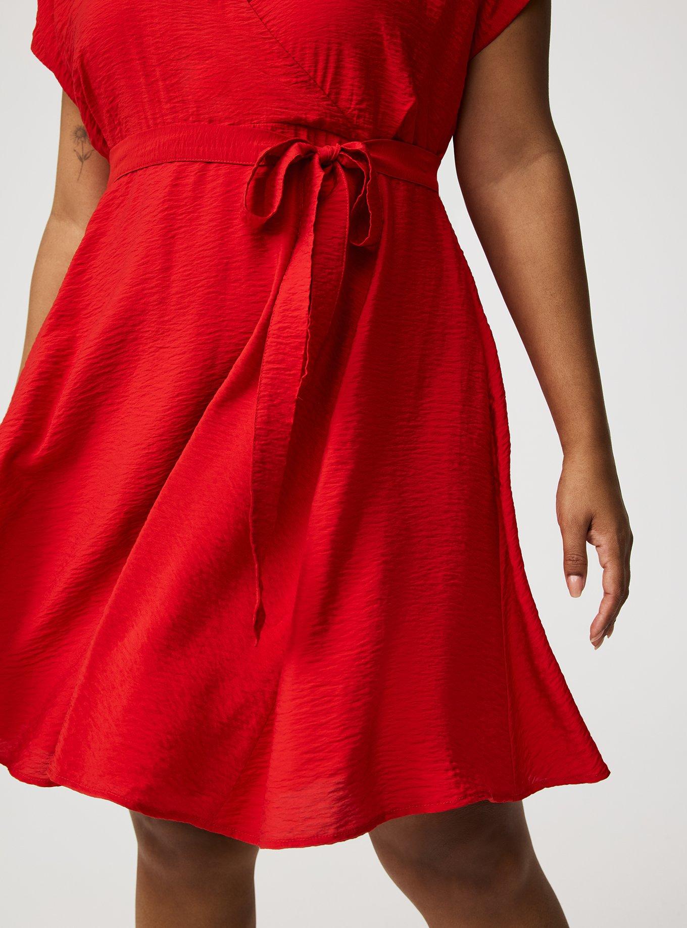 MINI HAMMERED RAYON SURPLICE DRESS